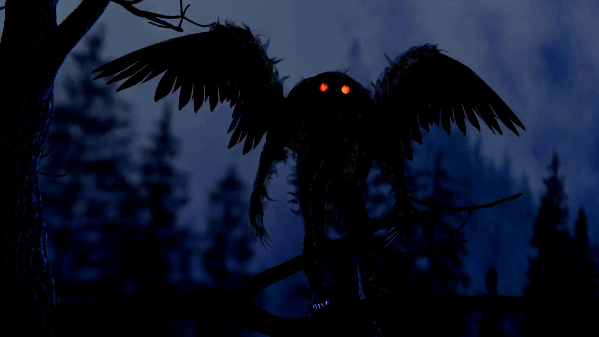 Mothman, silhouette, night, Full HD Desktop Wallpaper