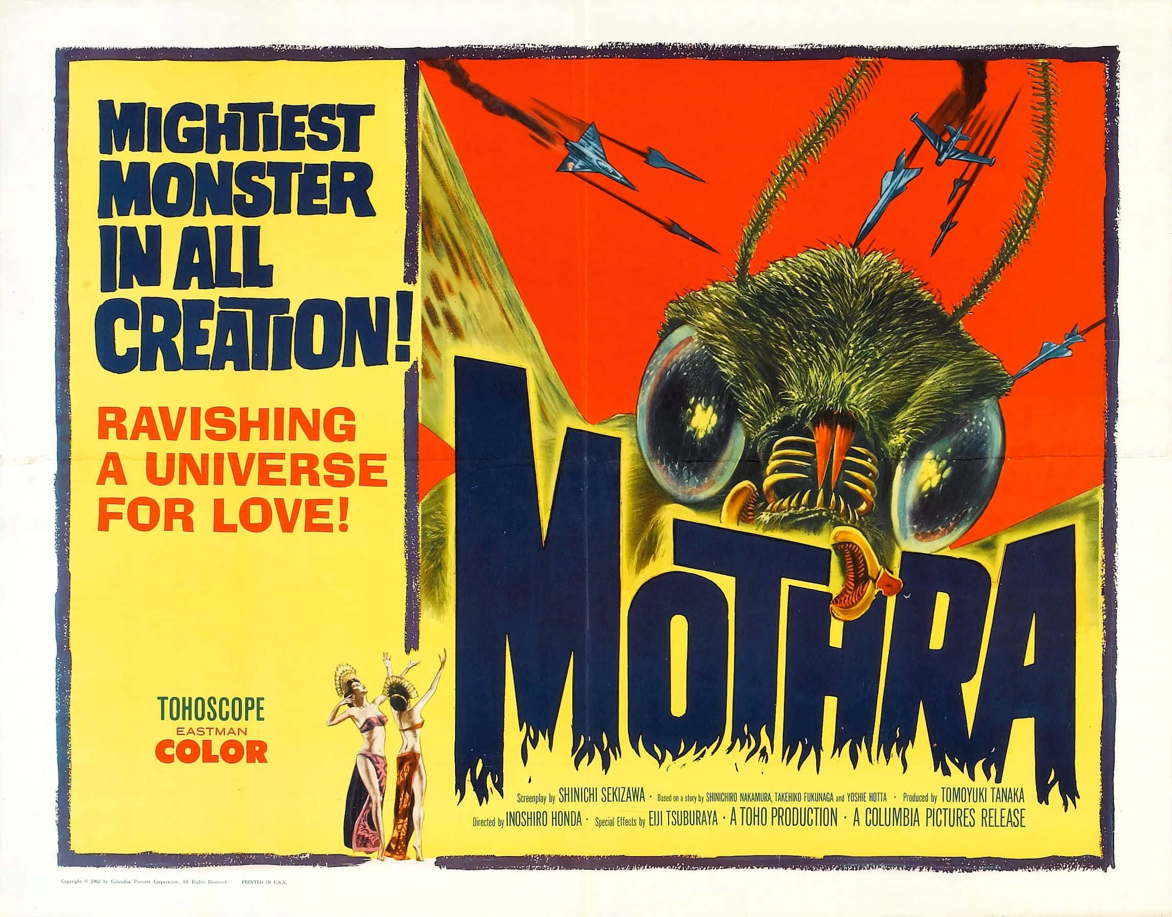 Mothra, giant moth, glowing eyes, Full HD Desktop Wallpaper