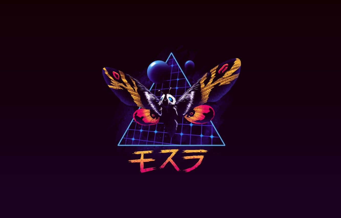 Mothra, neon-lit moth, glowing wings, HD Desktop Wallpaper