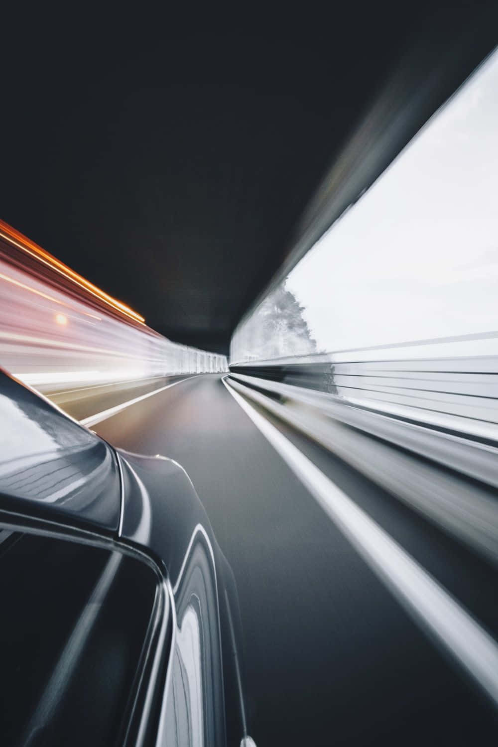Motion Blur, sleek black car, tunnel, HD Phone Wallpaper