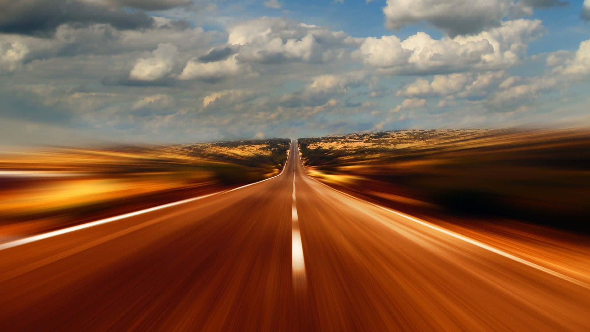 Motion Blur, desert highway, distant hills, Full HD Desktop Wallpaper