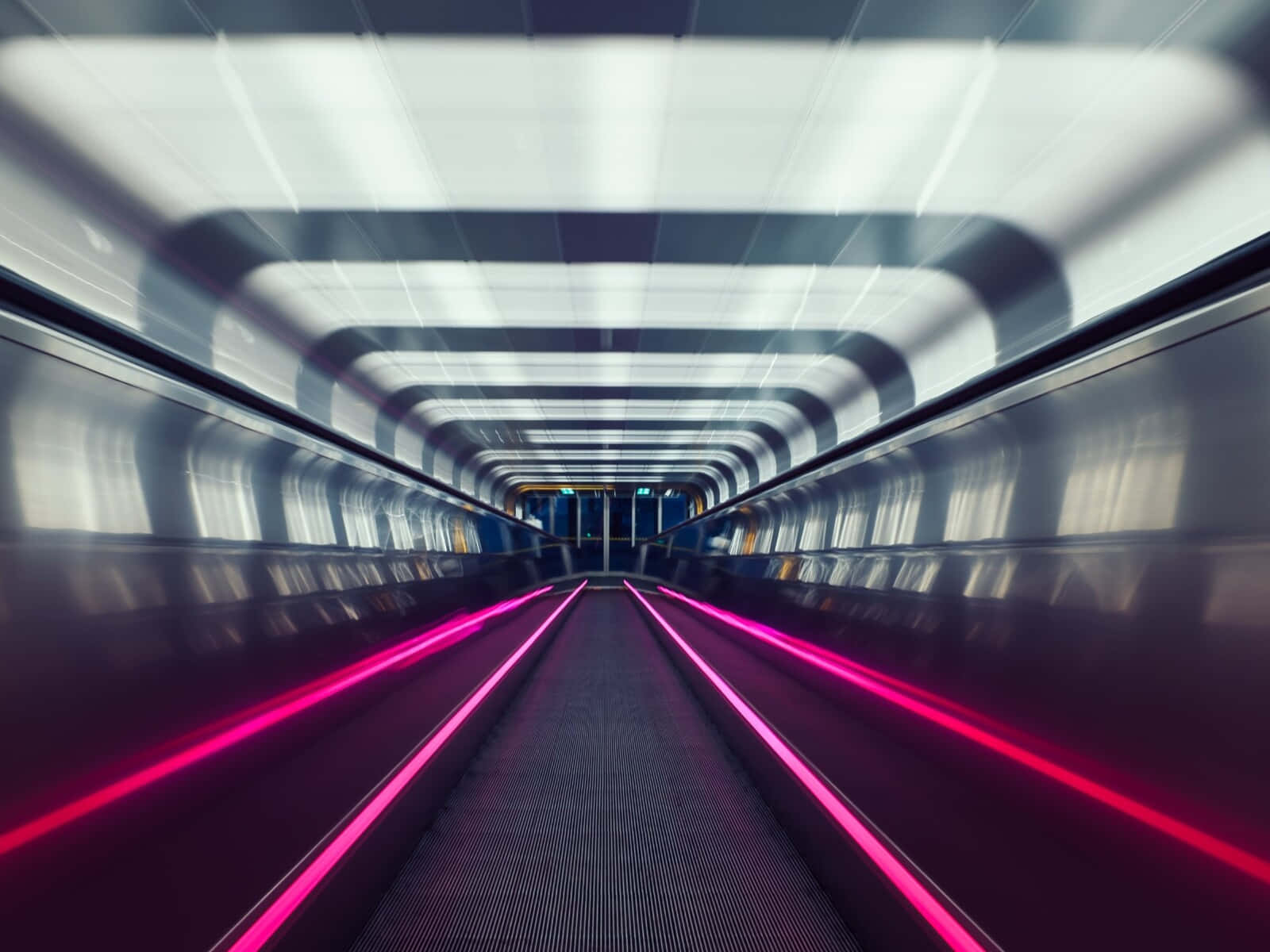 Motion Blur, futuristic tunnel, glowing pink neon lines, HD Desktop Wallpaper