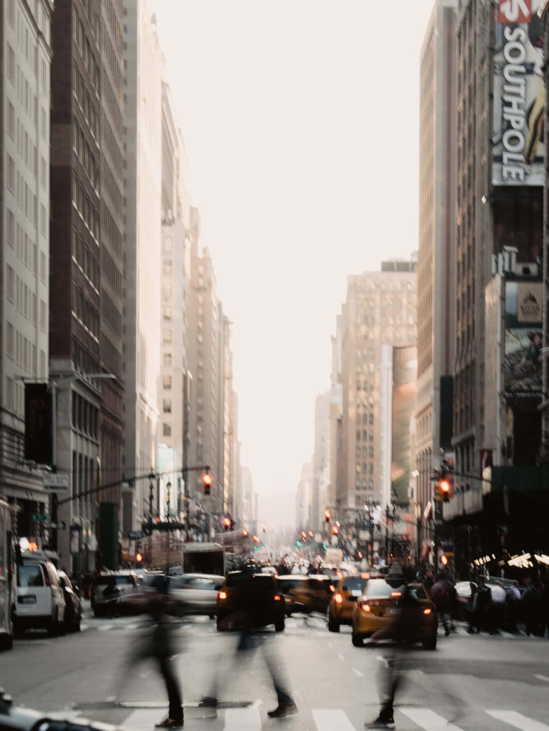 city street, yellow taxis, pedestrians, HD Phone Wallpaper