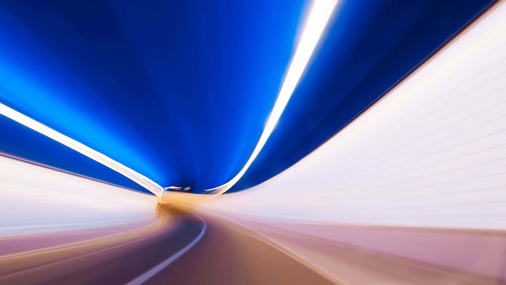 Blue Streak Blur, asphalt road, vanishing point, HD Desktop Wallpaper