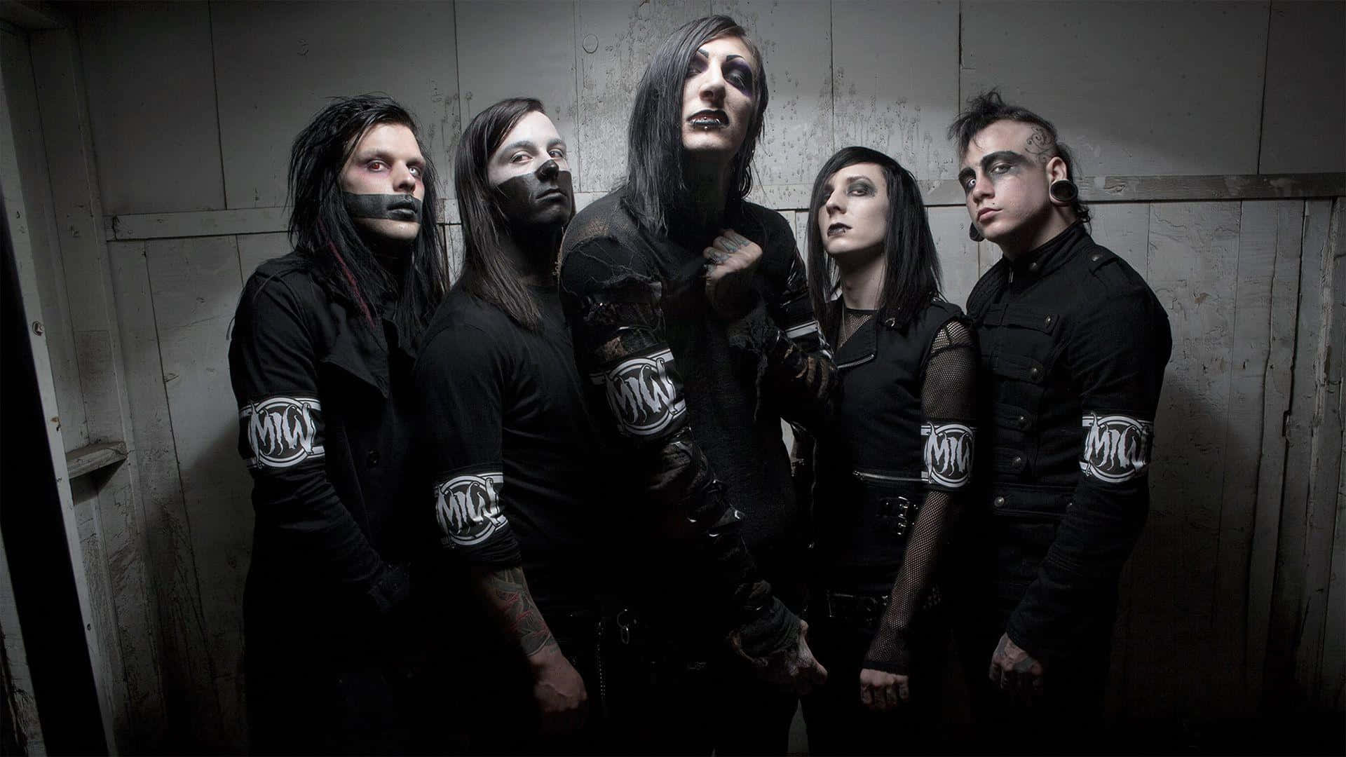 Motionless in White, goth metal band, black makeup, Full HD Desktop Wallpaper