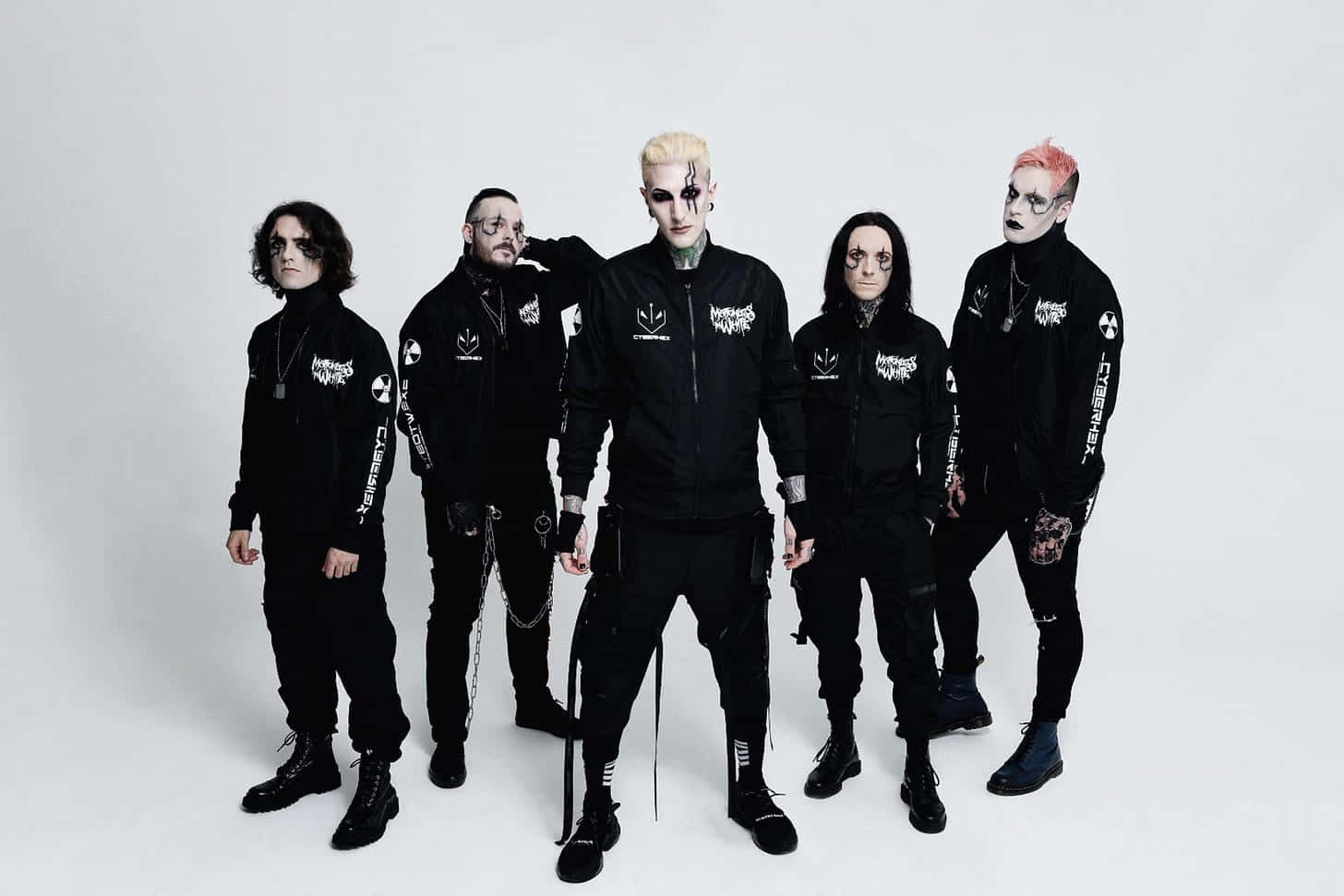 Motionless in White, goth metal band, black jackets, HD Desktop Wallpaper