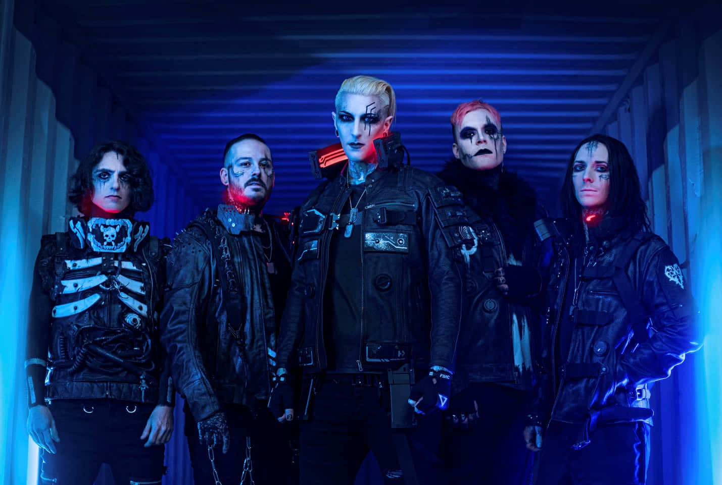 Motionless in White, band portrait, dramatic face paint, HD Desktop Wallpaper