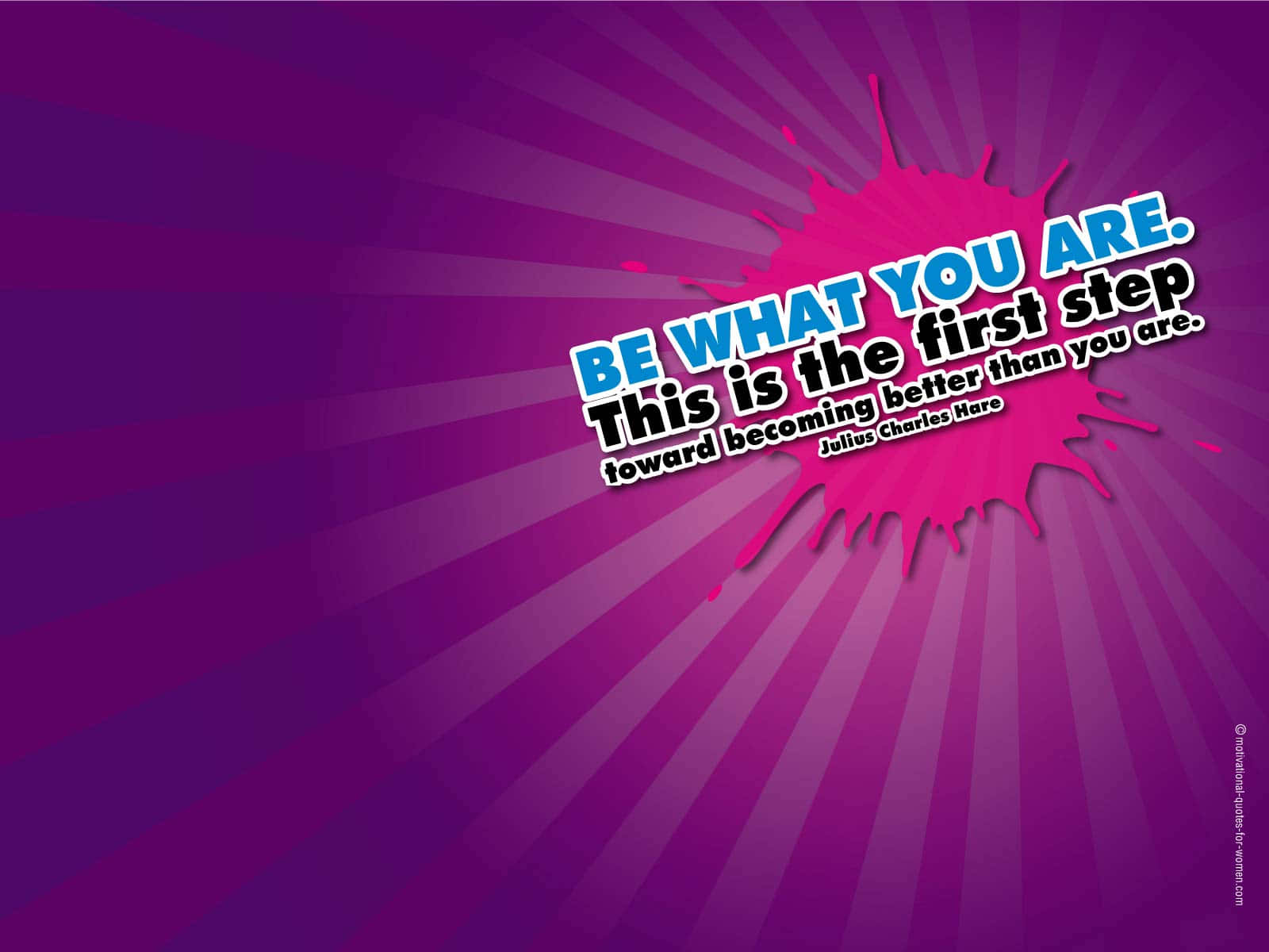 vibrant purple radial background, bold pink paint splatter, motivational quote in stylized text, HD Desktop Wallpaper