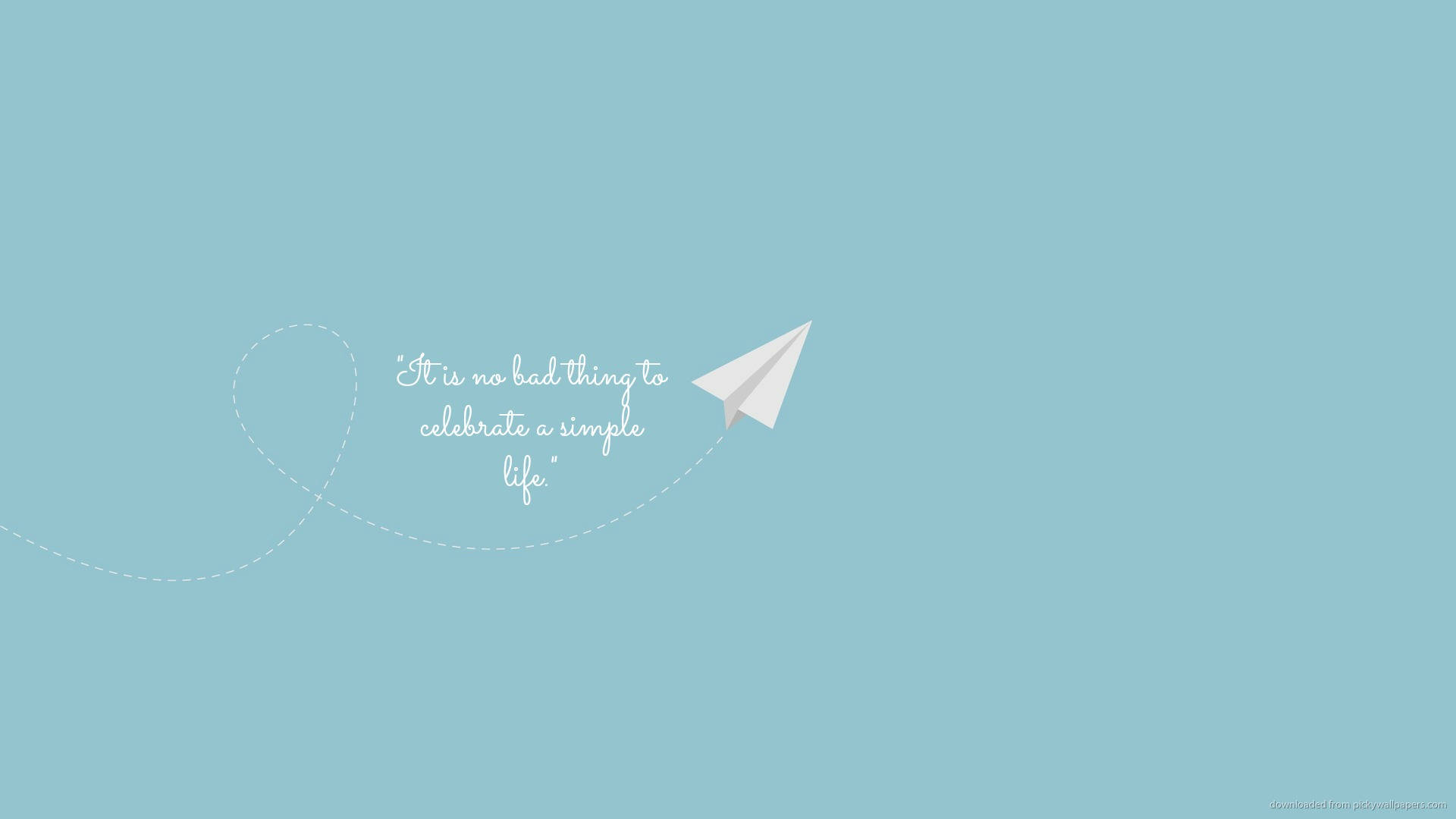 white paper airplane, solid light blue background, dotted line, Full HD Desktop Wallpaper