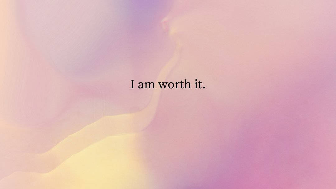 Motivation Macbook, soft pastel gradient background, I am worth it, SD Desktop Wallpaper