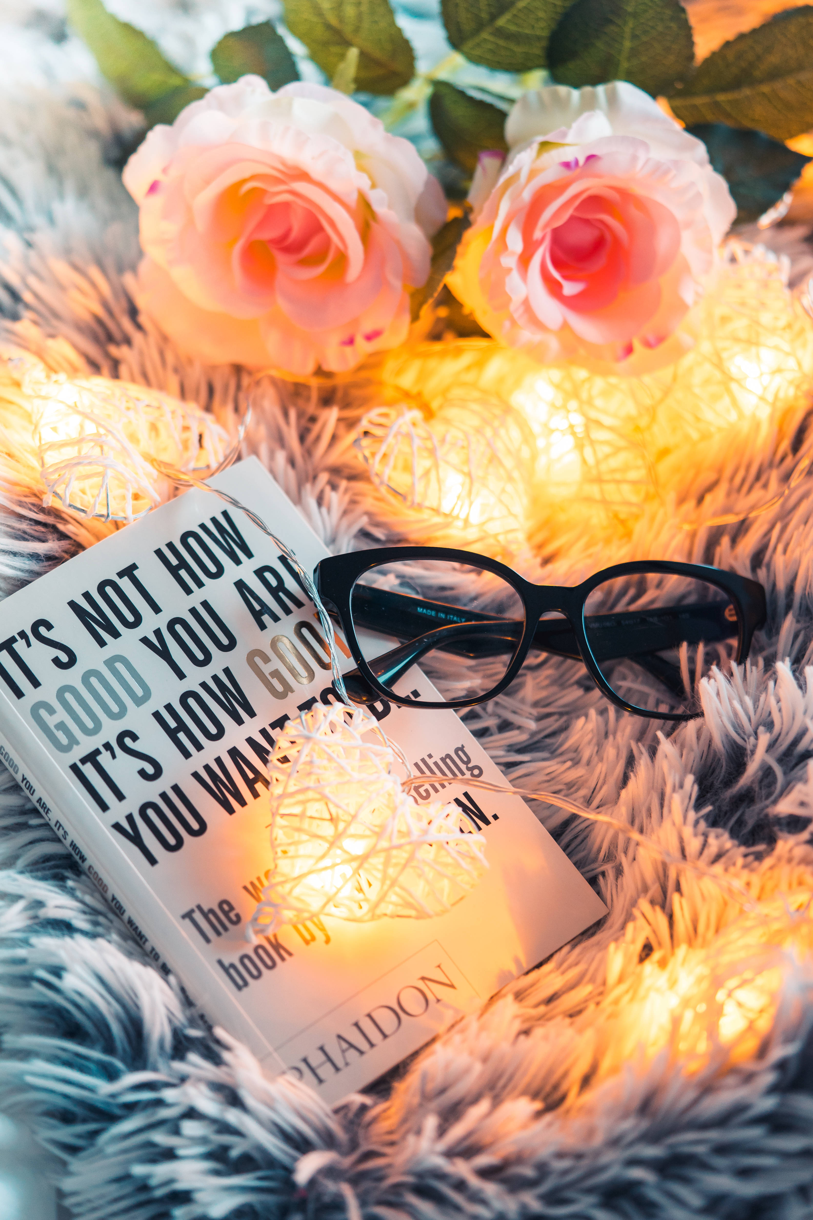 Motivation, book, glasses, 4K Phone Wallpaper