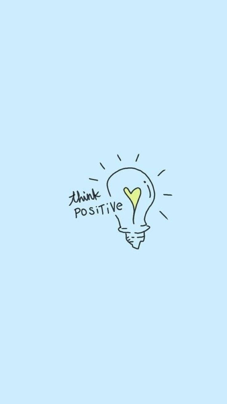 lightbulb, yellow heart, think POSITIVE, HD Phone Wallpaper