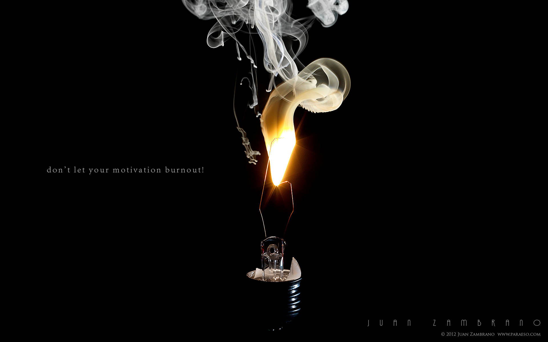 glowing lightbulb filament, blackness, wisps of smoke, Full HD Desktop Wallpaper