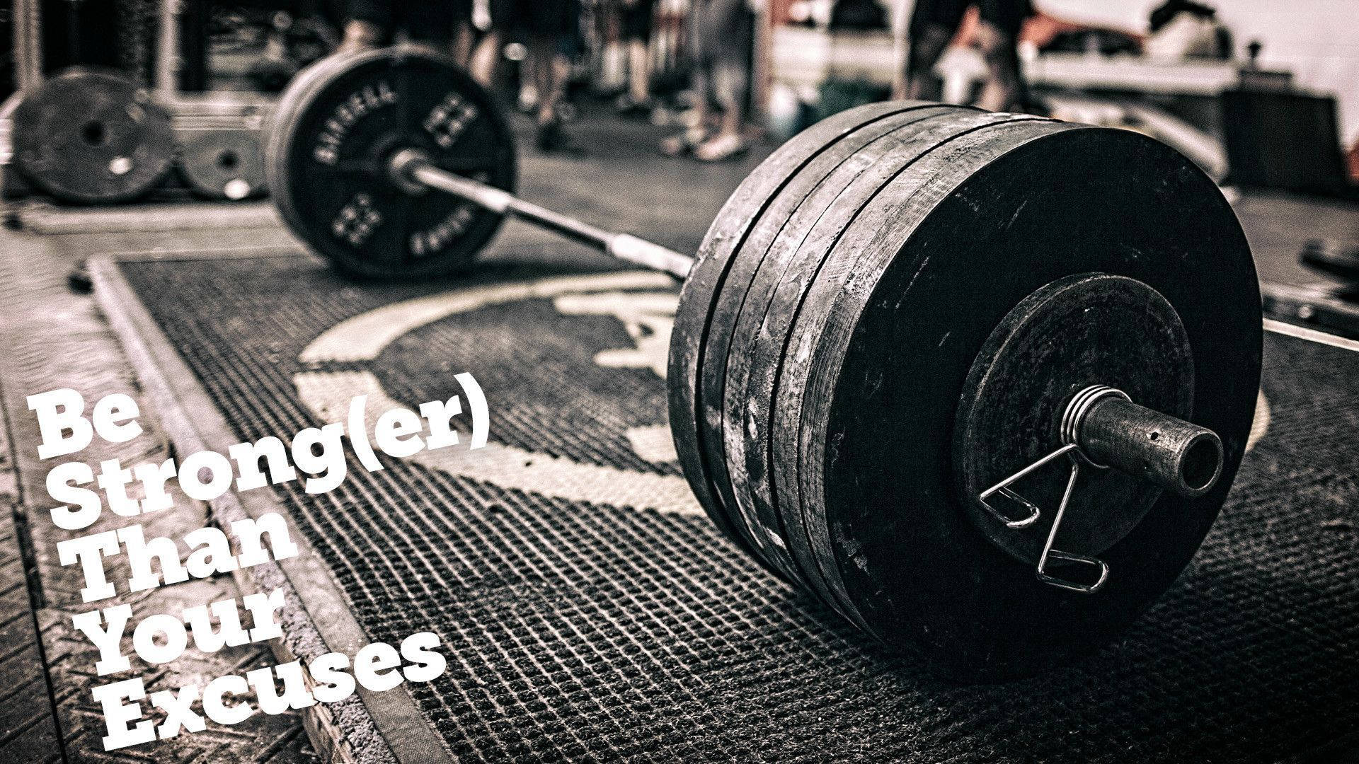 barbell, gym floor, motivational text, Full HD Desktop Wallpaper
