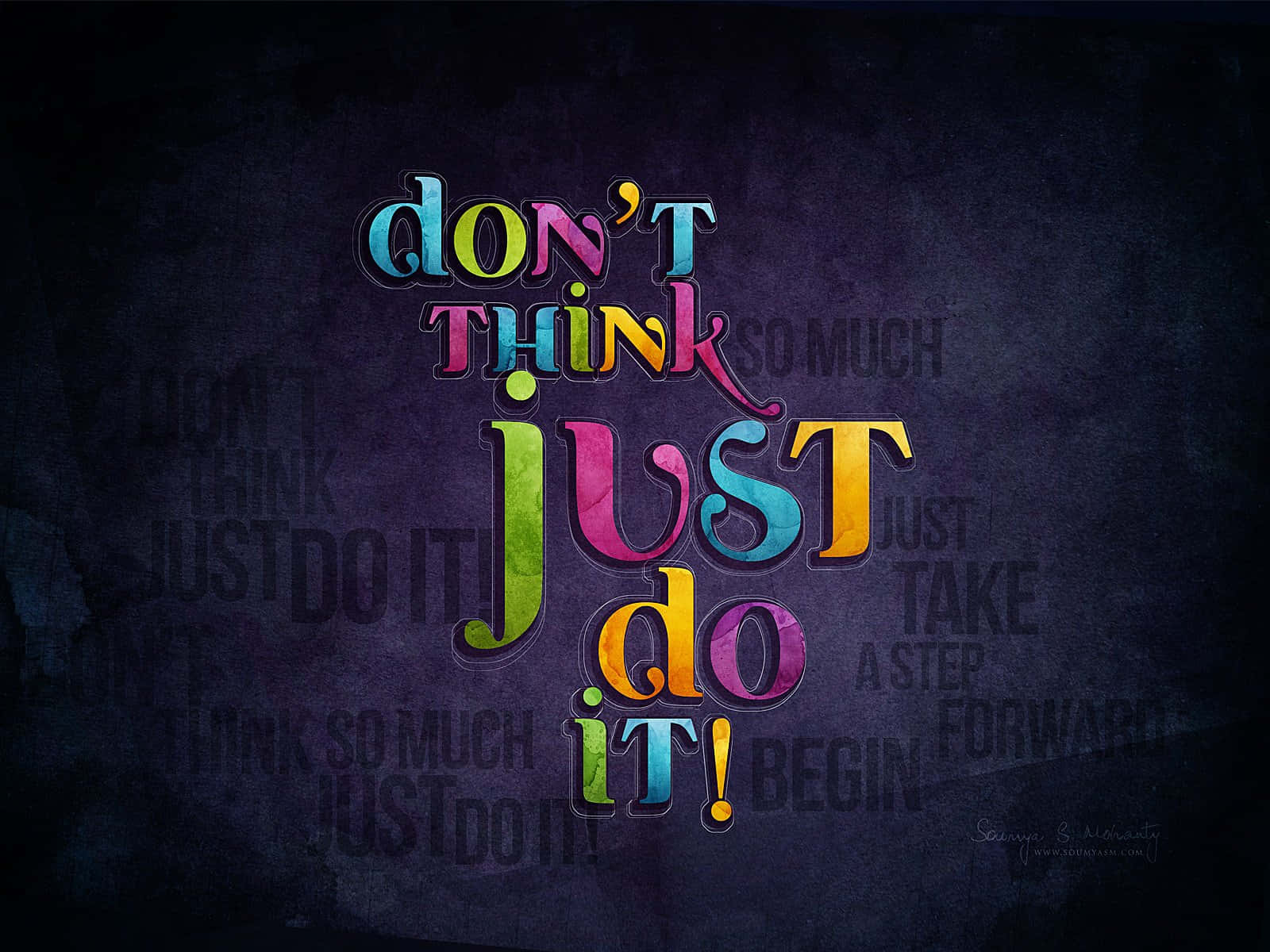 don't think just do it, vibrant multicolored, motivational typography, HD Desktop Wallpaper