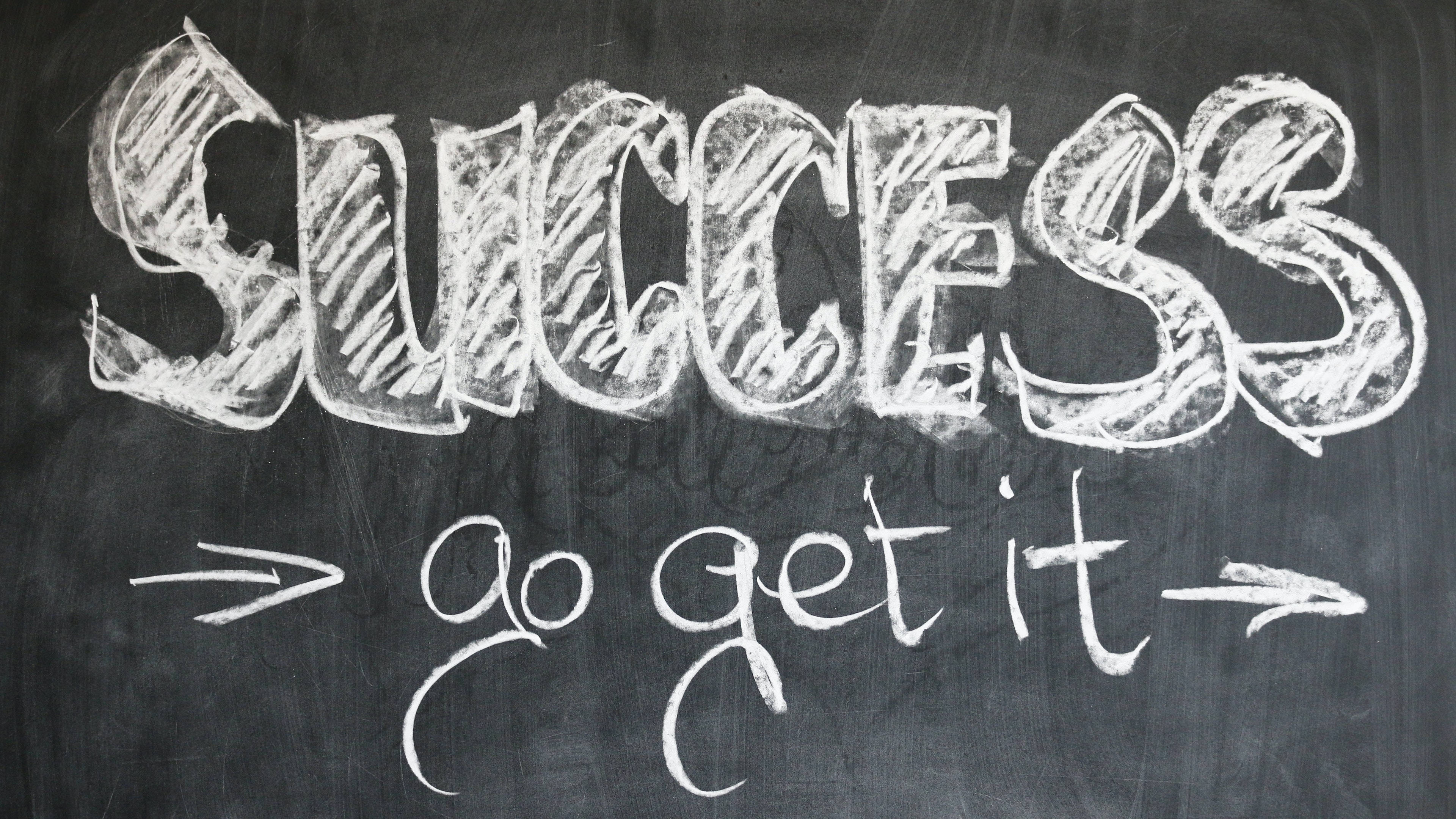 success, 4K Ultra HD, white chalk letters, 4K Desktop Wallpaper