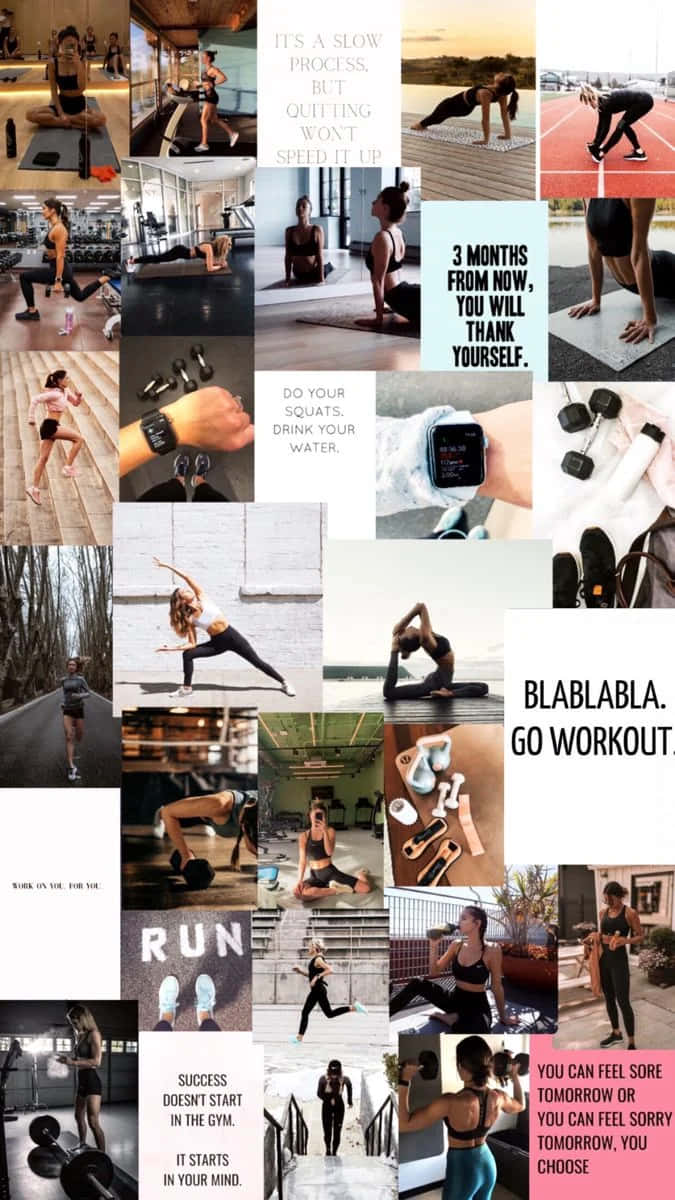 fitness motivation collage, diverse women exercising, gyms, SD Phone Wallpaper