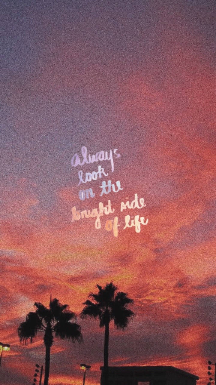 sunset sky, palm tree silhouettes, uplifting handwritten text, HD Phone Wallpaper