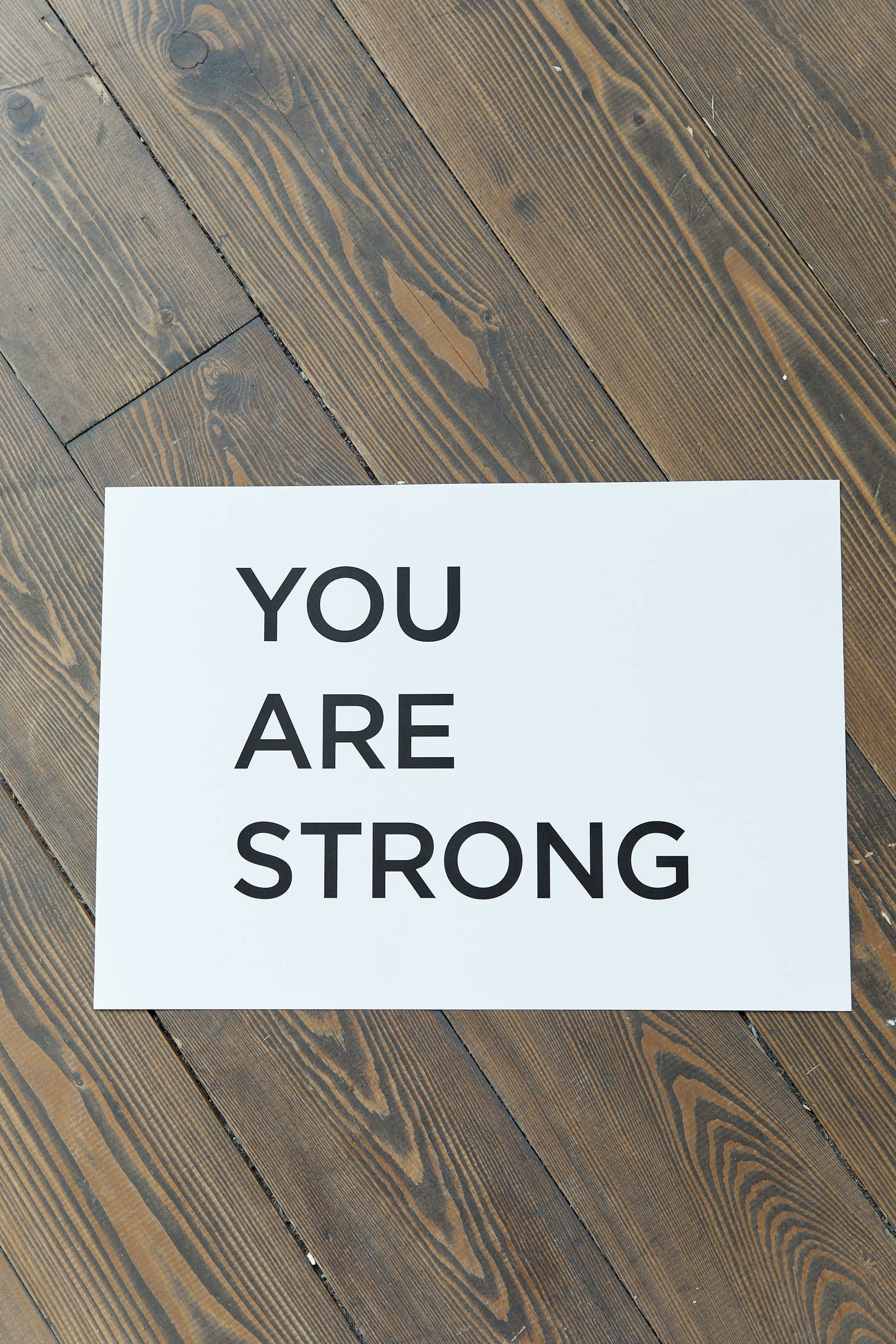 YOU ARE STRONG, white card, bold black text, Full HD Phone Wallpaper