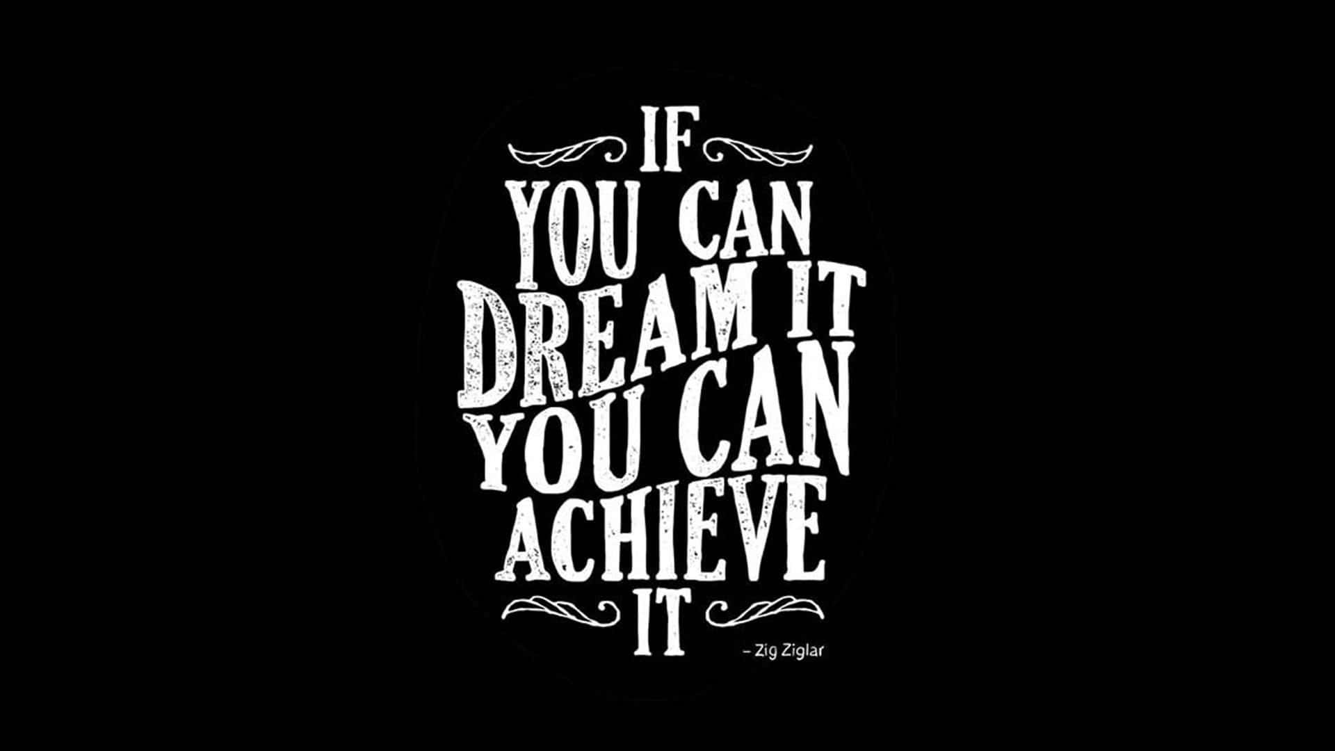 black background, white motivational quote, decorative swirls, Full HD Desktop Wallpaper