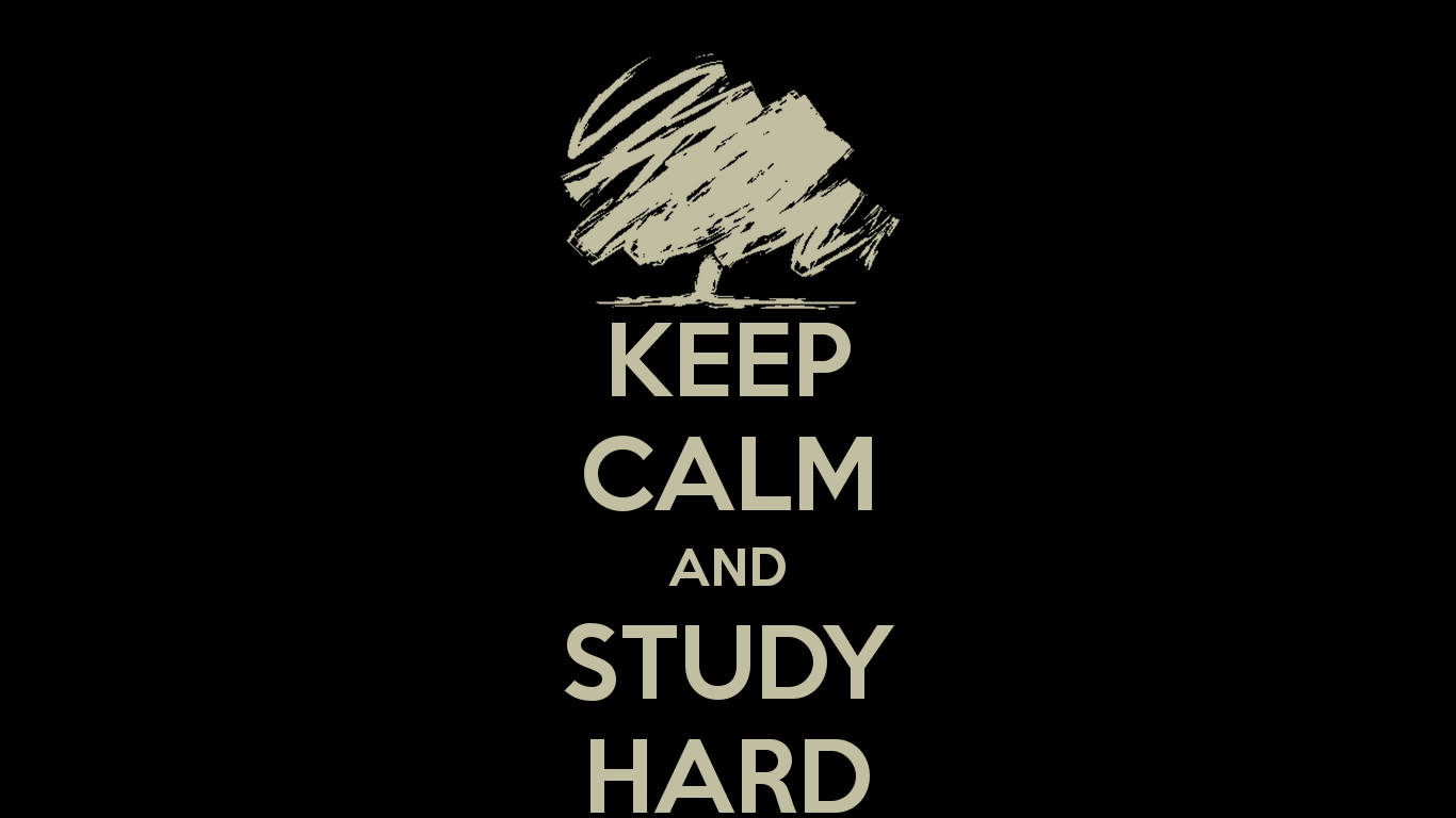 black background, beige tree icon, KEEP CALM AND STUDY HARD, HD Desktop Wallpaper