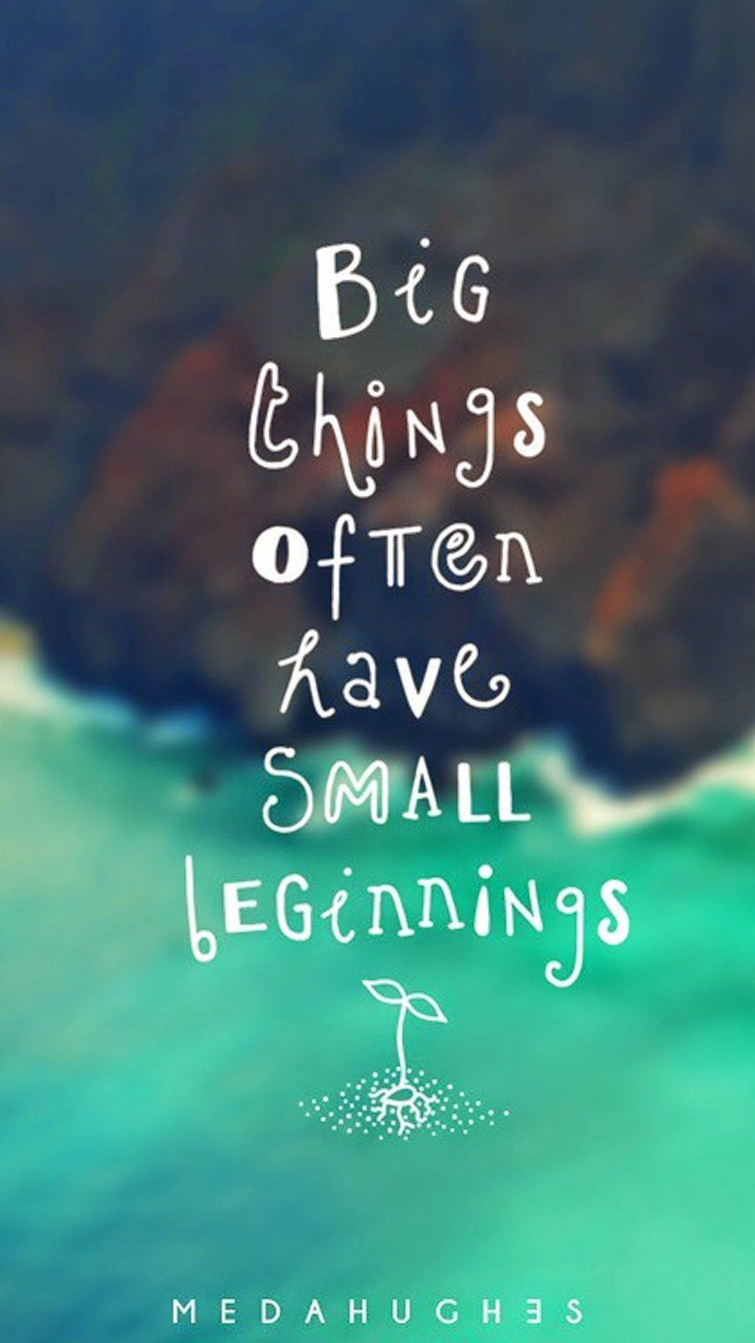handwritten quote, beginnings, blurred ocean, Full HD Phone Wallpaper