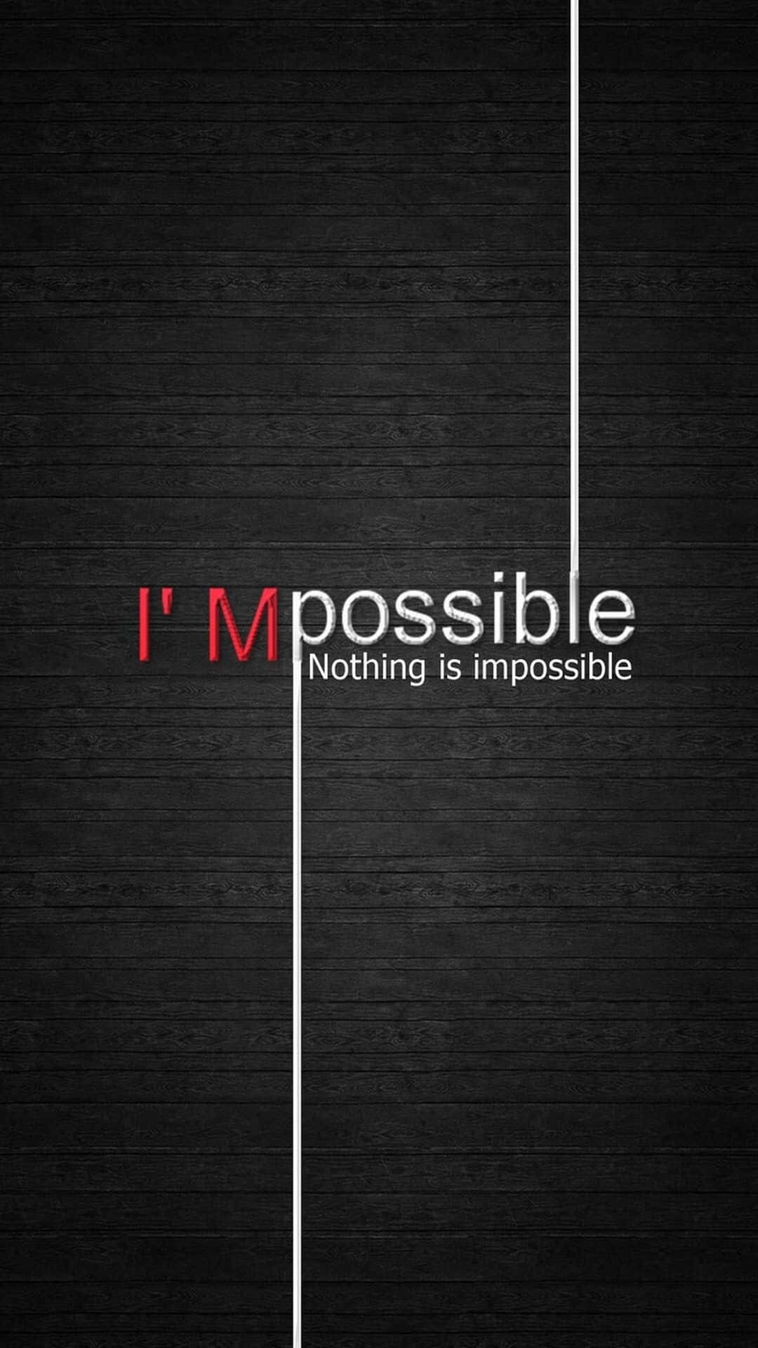 I'M possible, red M, dark wood grain background, Full HD Phone Wallpaper