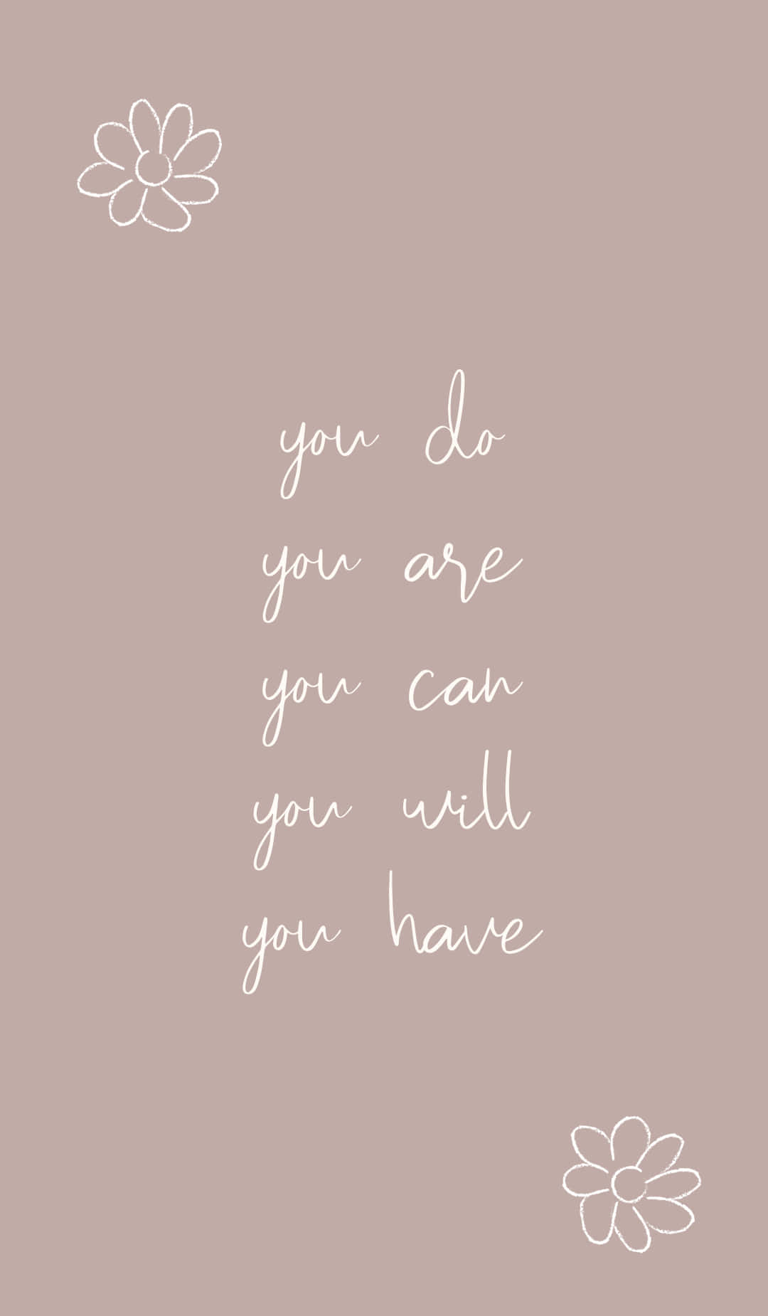 beige background, white cursive affirmations, simple flower doodles, HD Phone Wallpaper