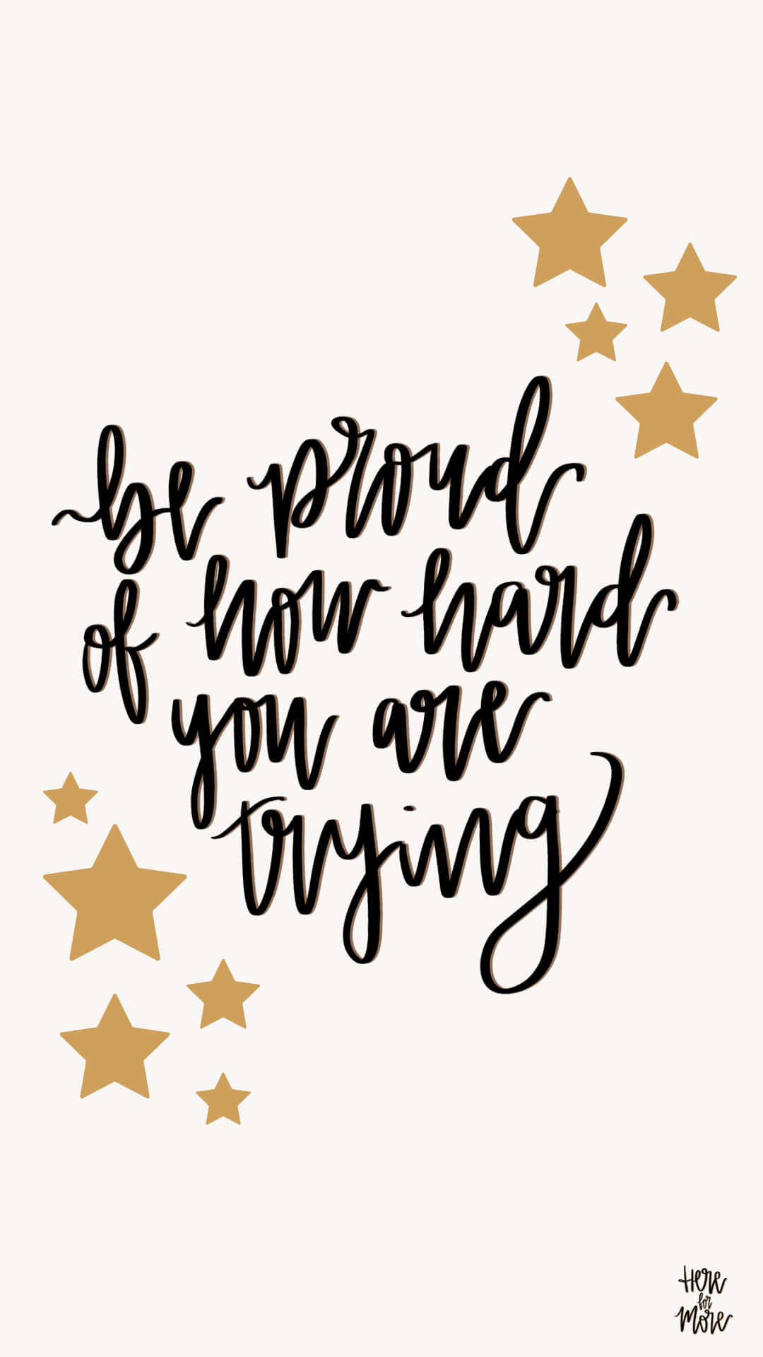elegant black script, scattered gold stars, soft cream background, Full HD Phone Wallpaper