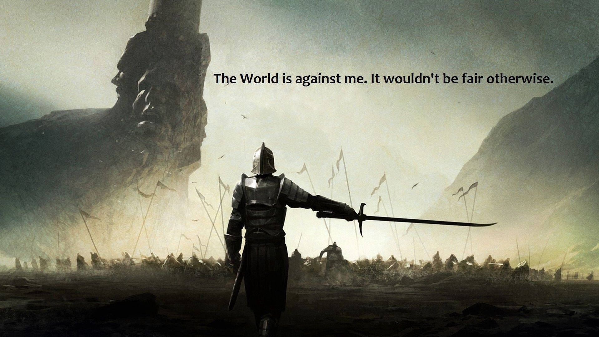 armored knight, battlefield, massive stone face, Full HD Desktop Wallpaper