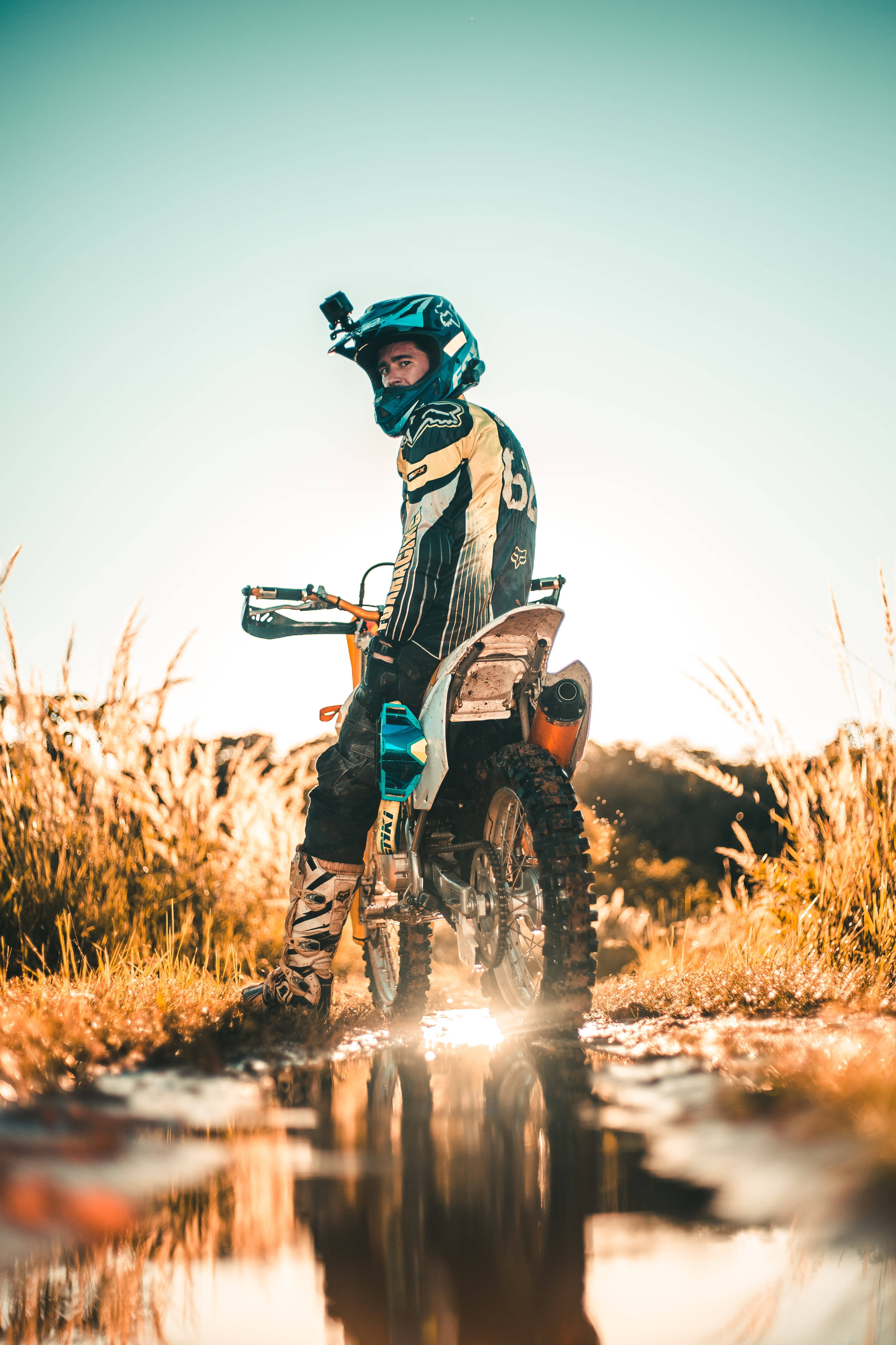 motocross rider, GoPro helmet, full gear, 5K Phone Wallpaper