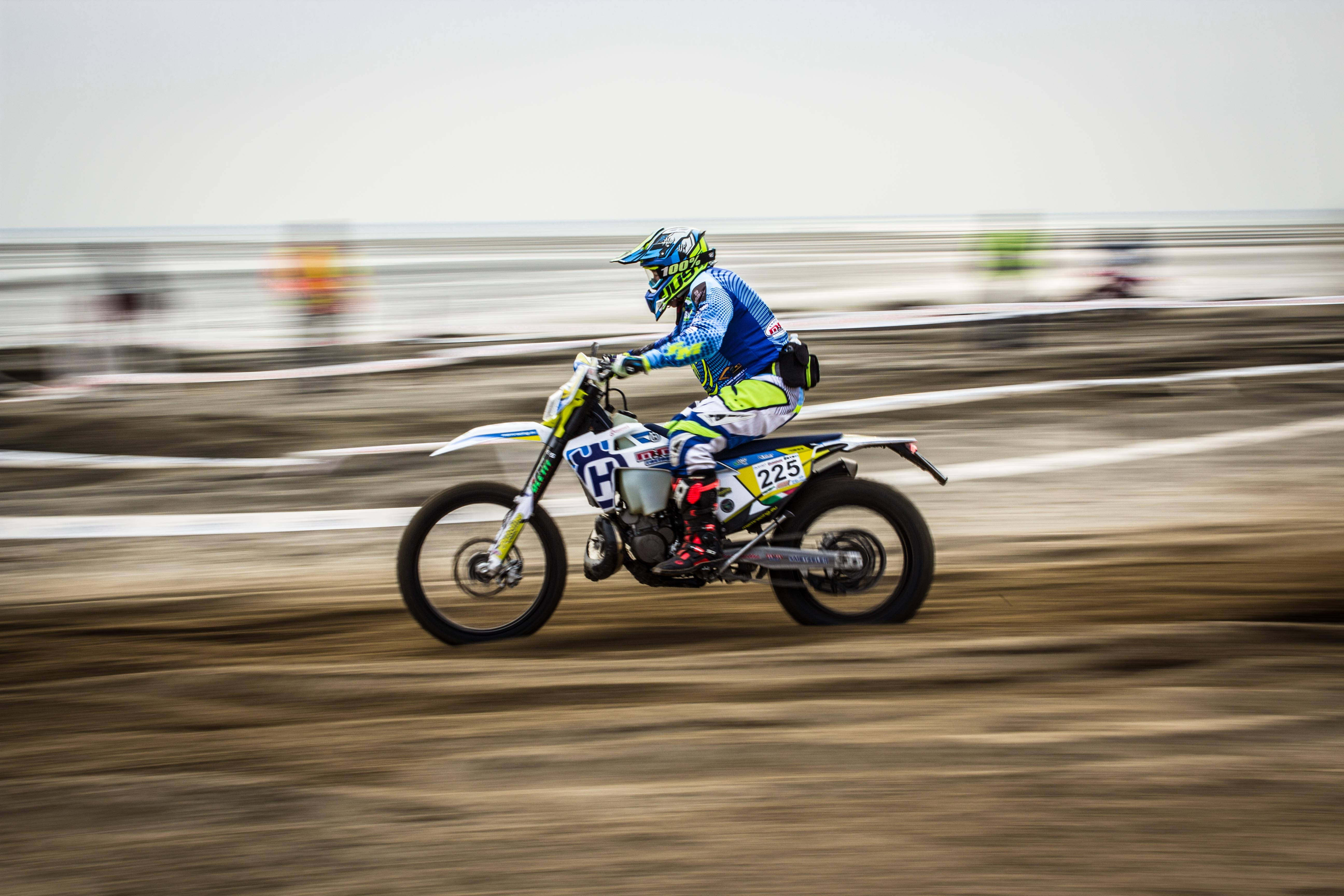 motocross rider, blue and yellow gear, dirt track, 5K Desktop Wallpaper