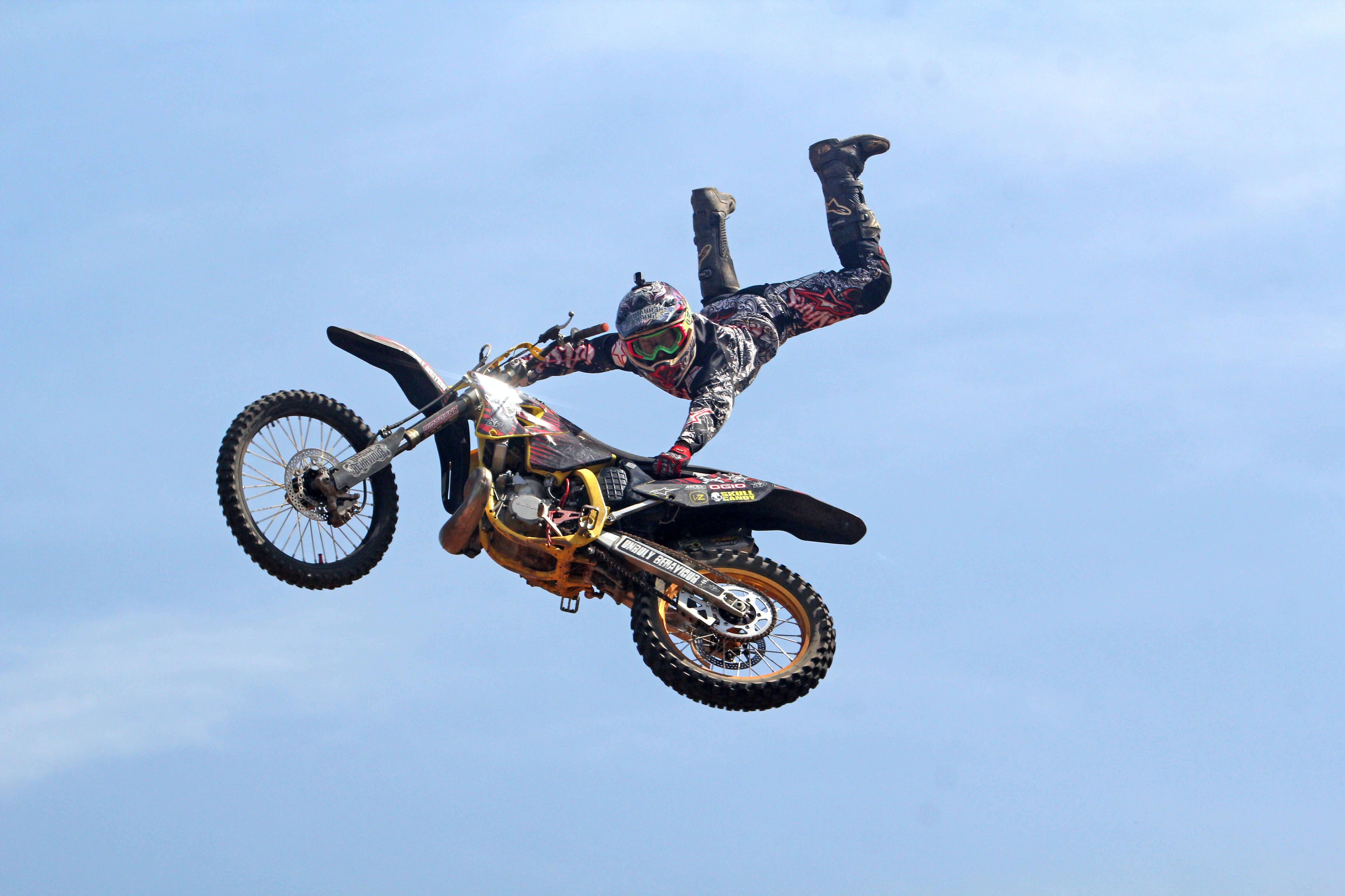 dirtbike, air trick, motocross rider, 5K Desktop Wallpaper