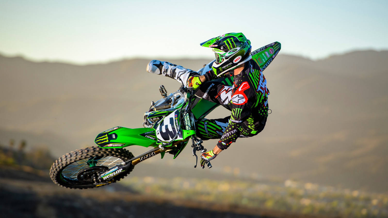 Monster Dirt Bike, green gear, green bike, HD Desktop Wallpaper