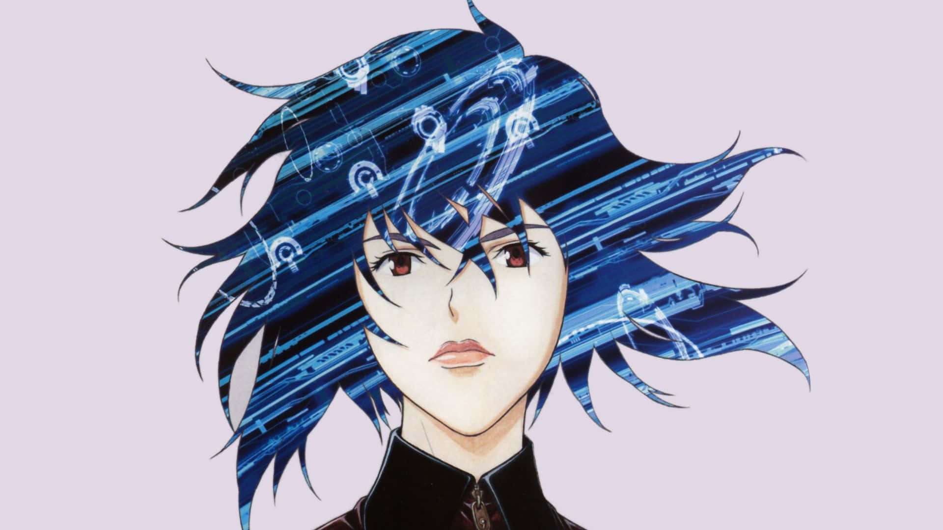 Motoko Kusanagi, blue hair, digital circuit patterns, Full HD Desktop Wallpaper