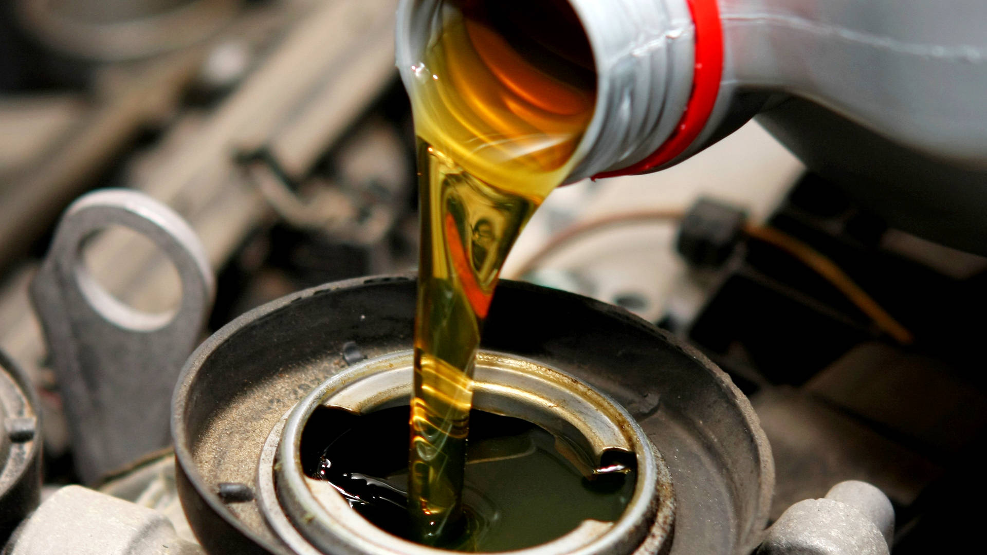 Motor Engine Oil, golden engine oil, bottle, Full HD Desktop Wallpaper