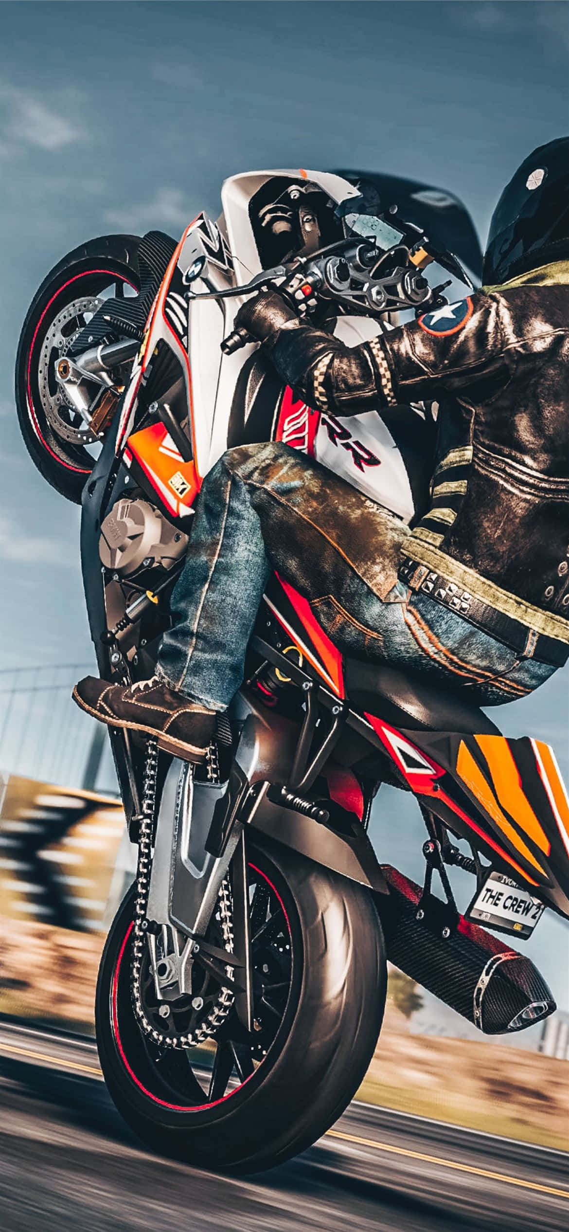motorcyclist, leather gear, sport bike, Full HD Phone Wallpaper