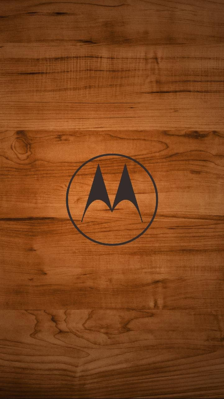 Motorola, black circle, warm brown wood grain, HD Phone Wallpaper