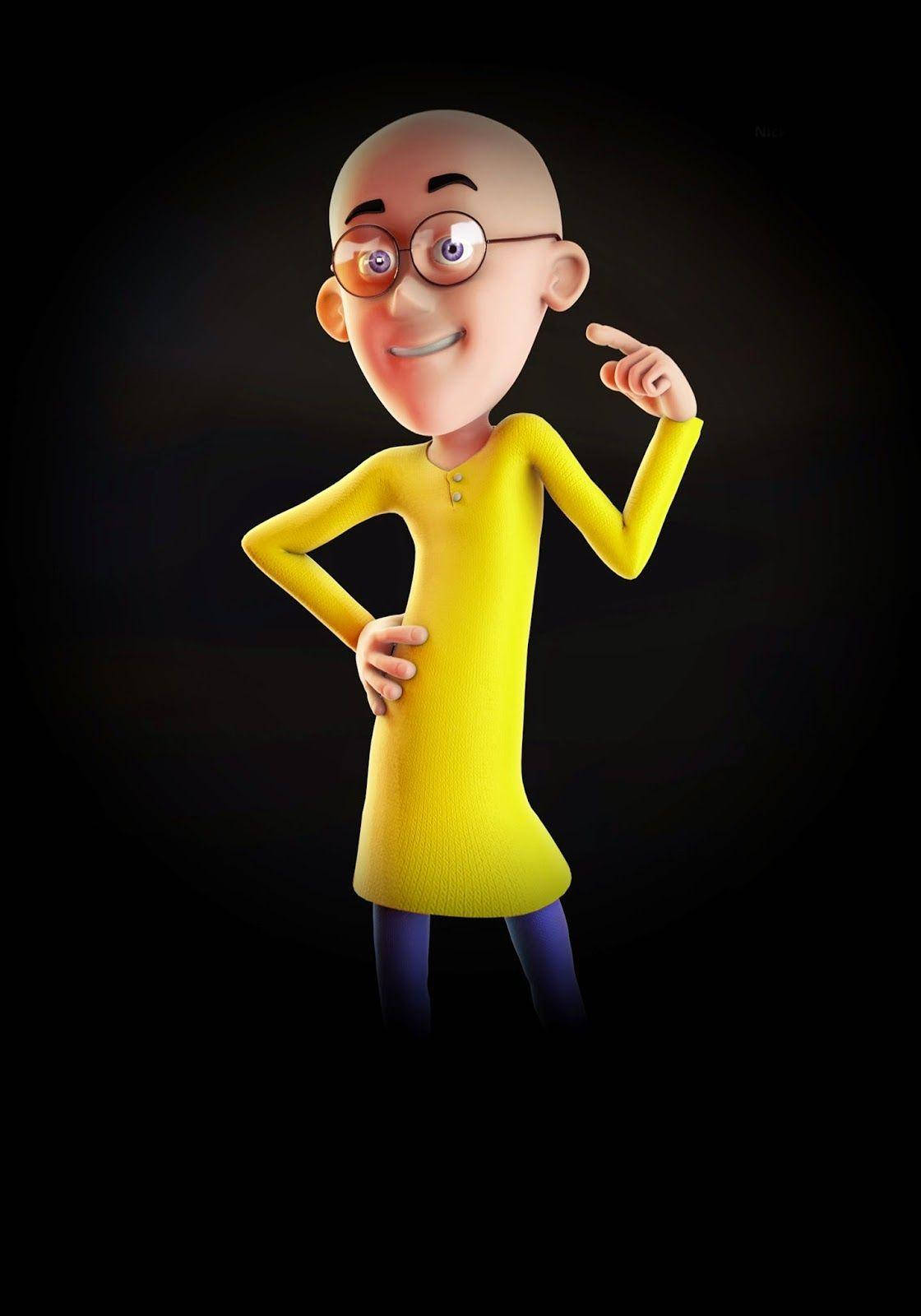 Motu Patlu, yellow dress, glasses, HD Phone Wallpaper