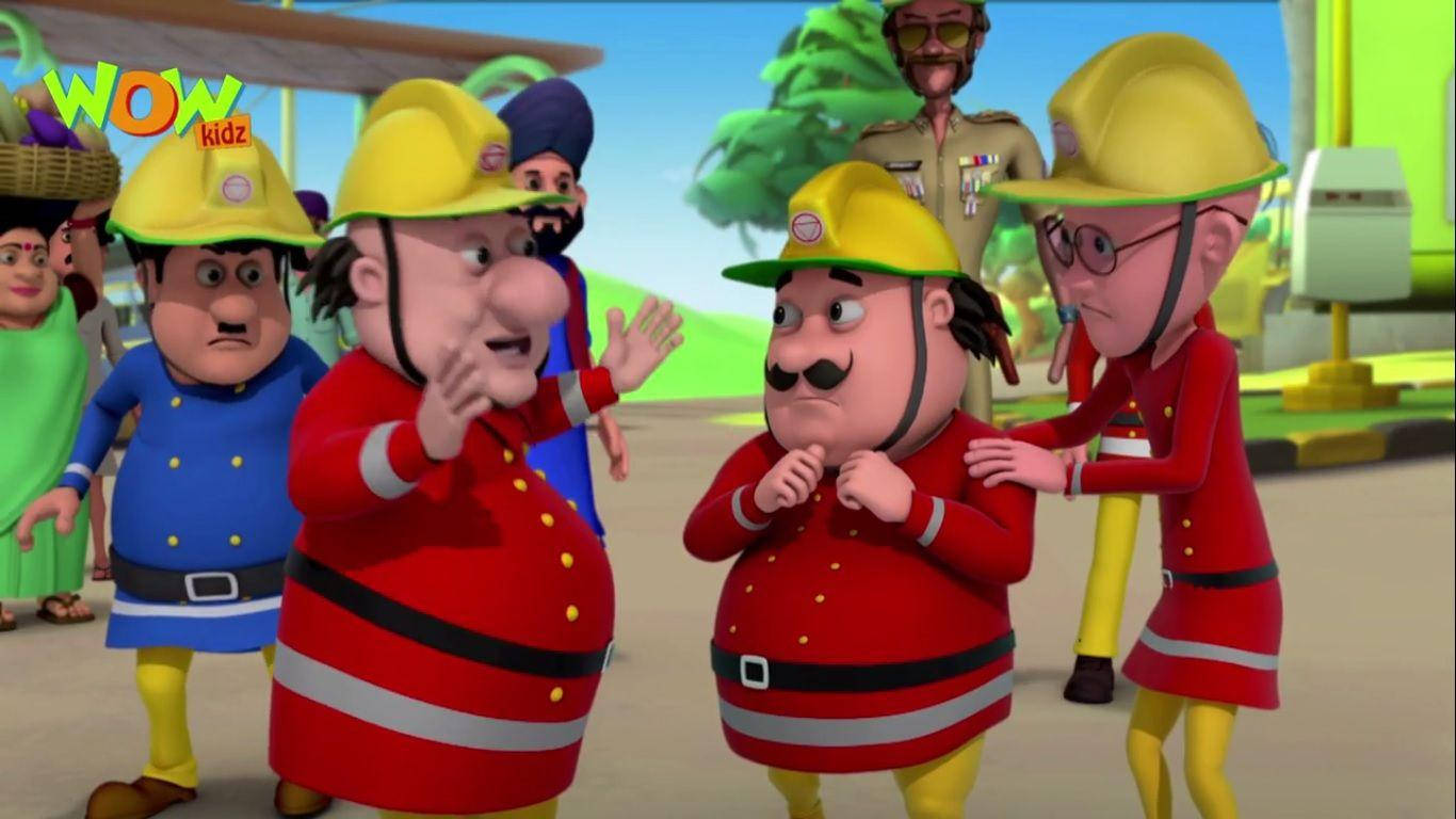 Motu Patlu, firemen, red uniforms, HD Desktop Wallpaper