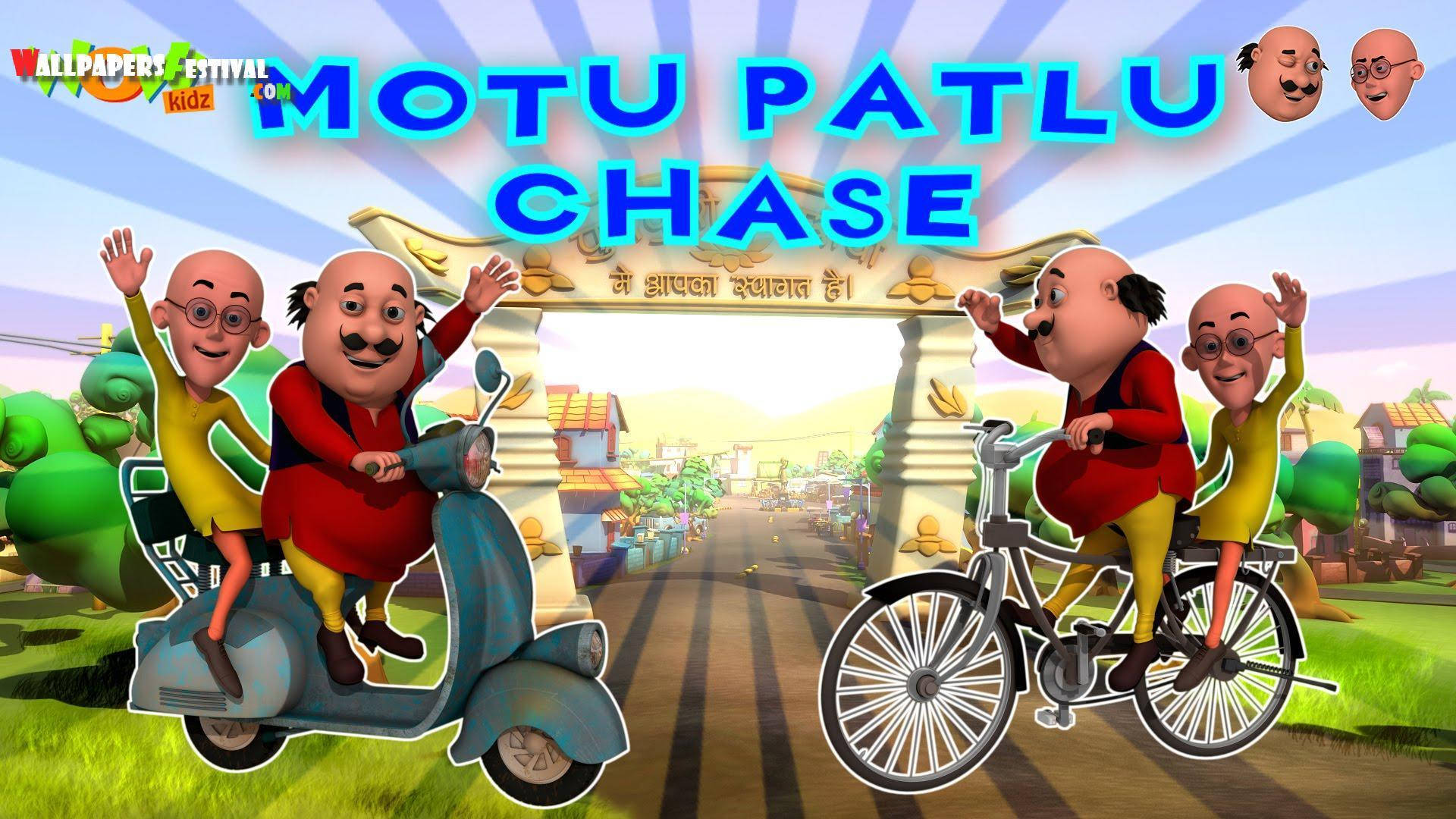 Motu Patlu, scooter, bicycle, Full HD Desktop Wallpaper