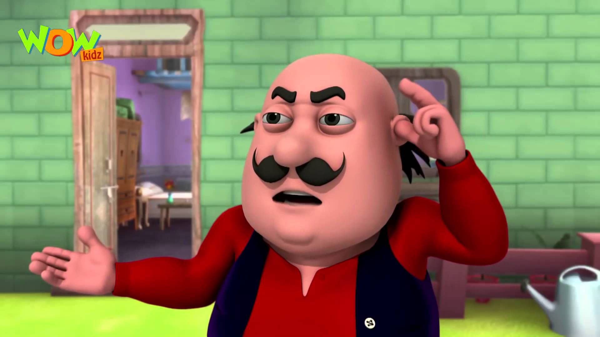 Motu Patlu, bald man, thick mustache, Full HD Desktop Wallpaper