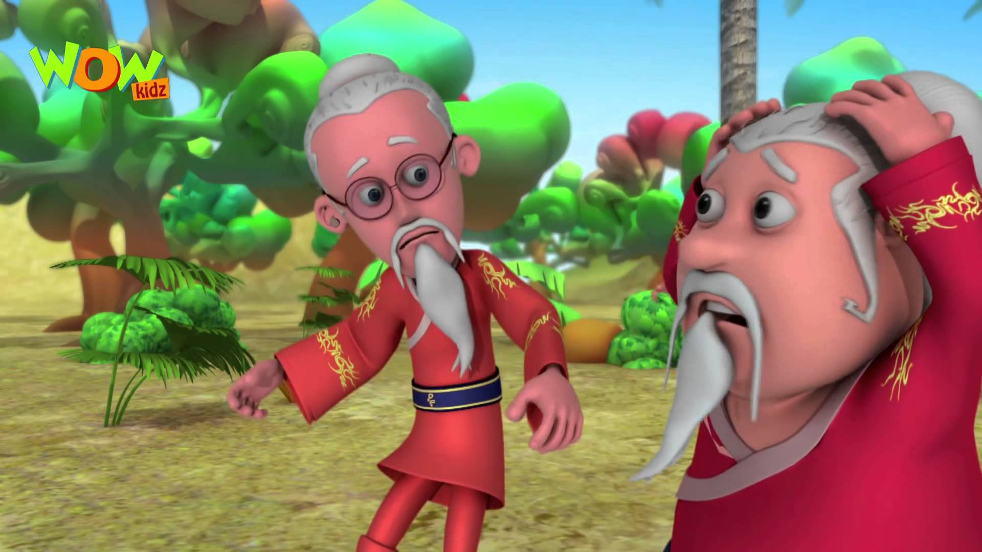 Motu Patlu, red robes, white beards, Full HD Desktop Wallpaper