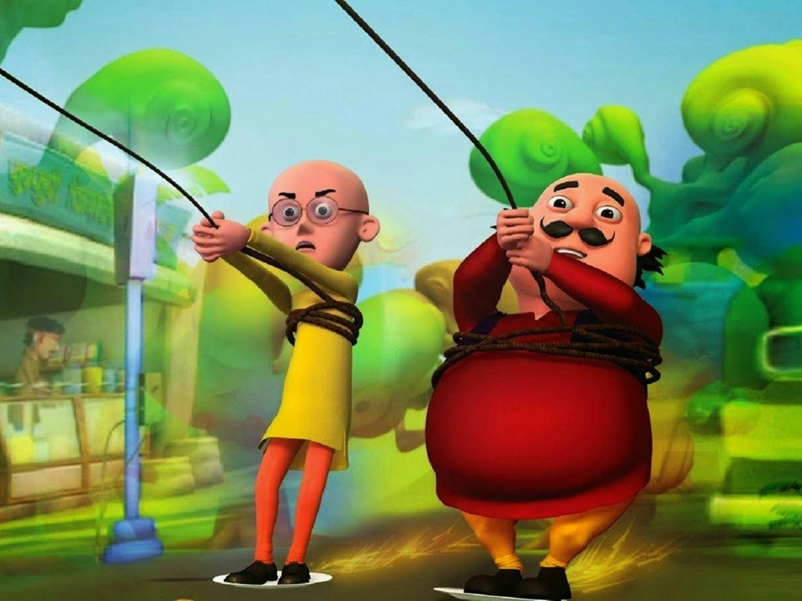 Motu Patlu, rope, vibrant green, HD Desktop Wallpaper