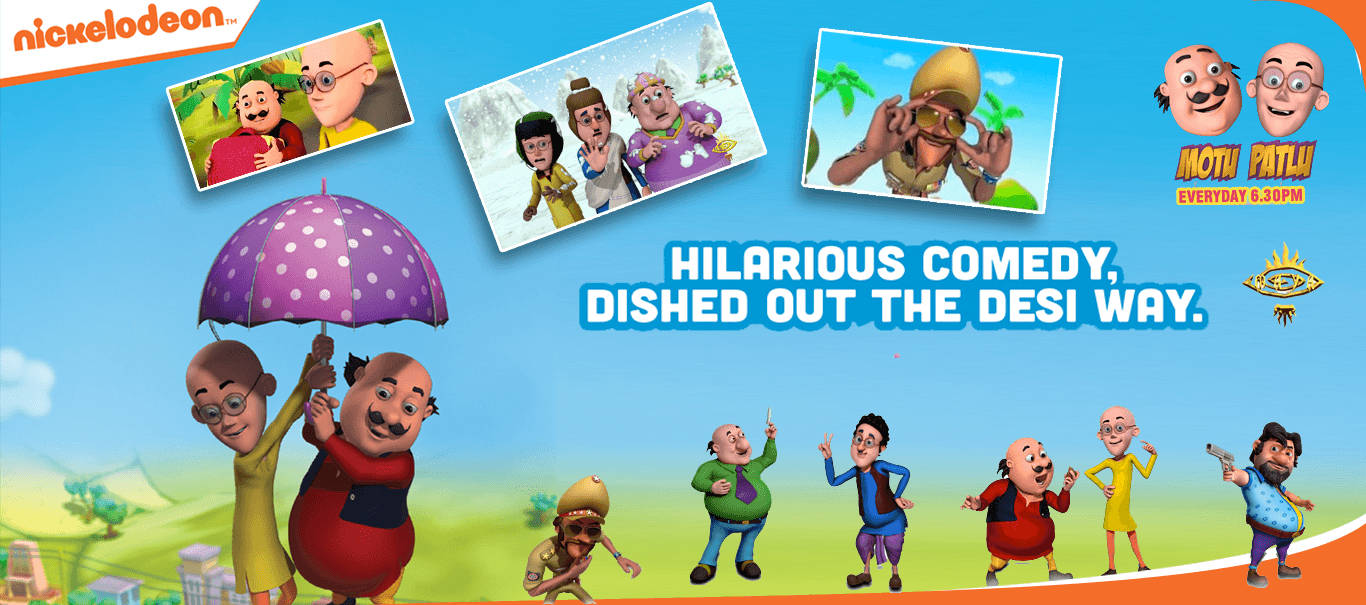 Motu Patlu, purple umbrella, bright blue sky, HD Desktop Wallpaper