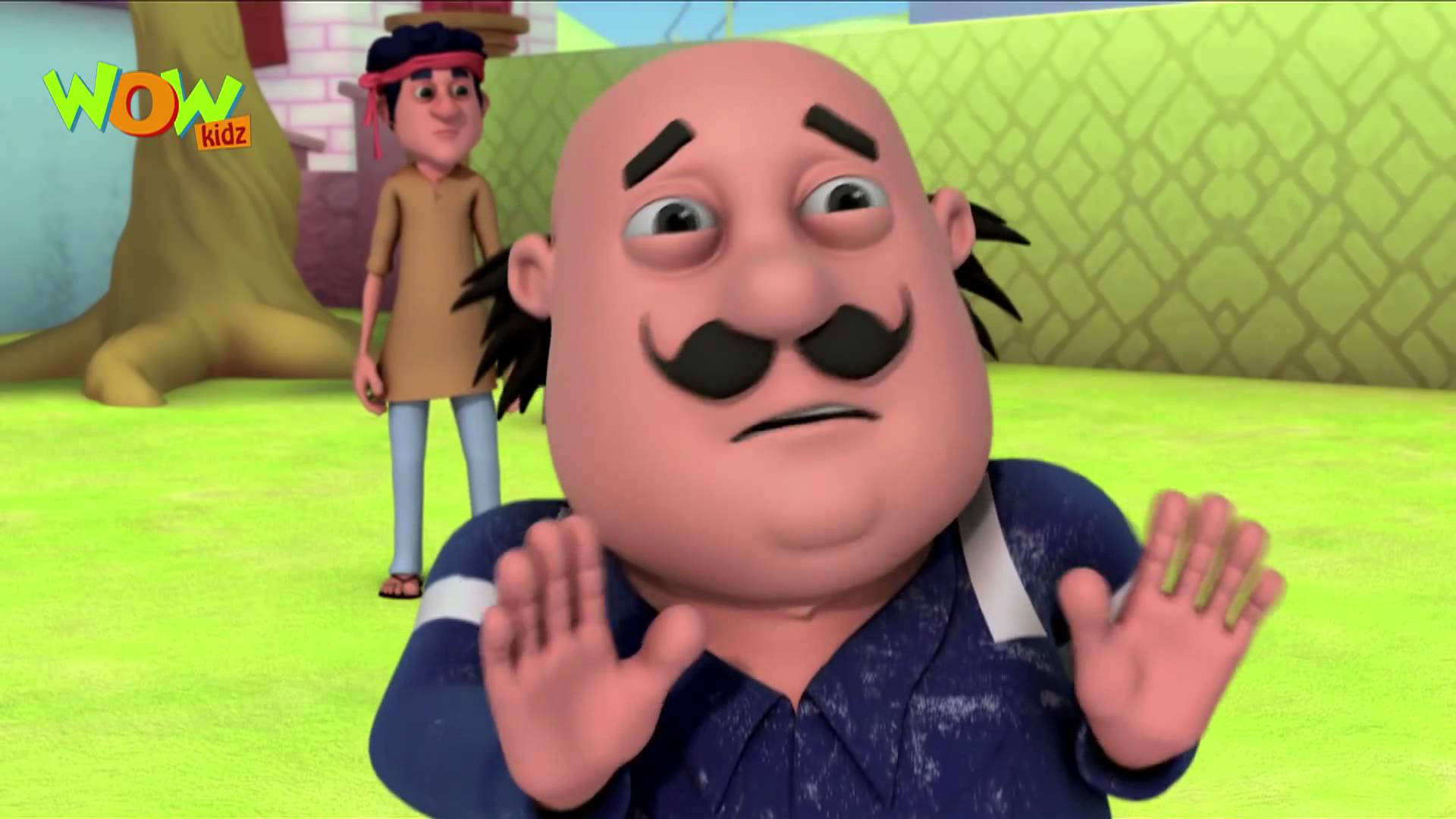 Motu Patlu, bald cartoon man, thick mustache, Full HD Desktop Wallpaper