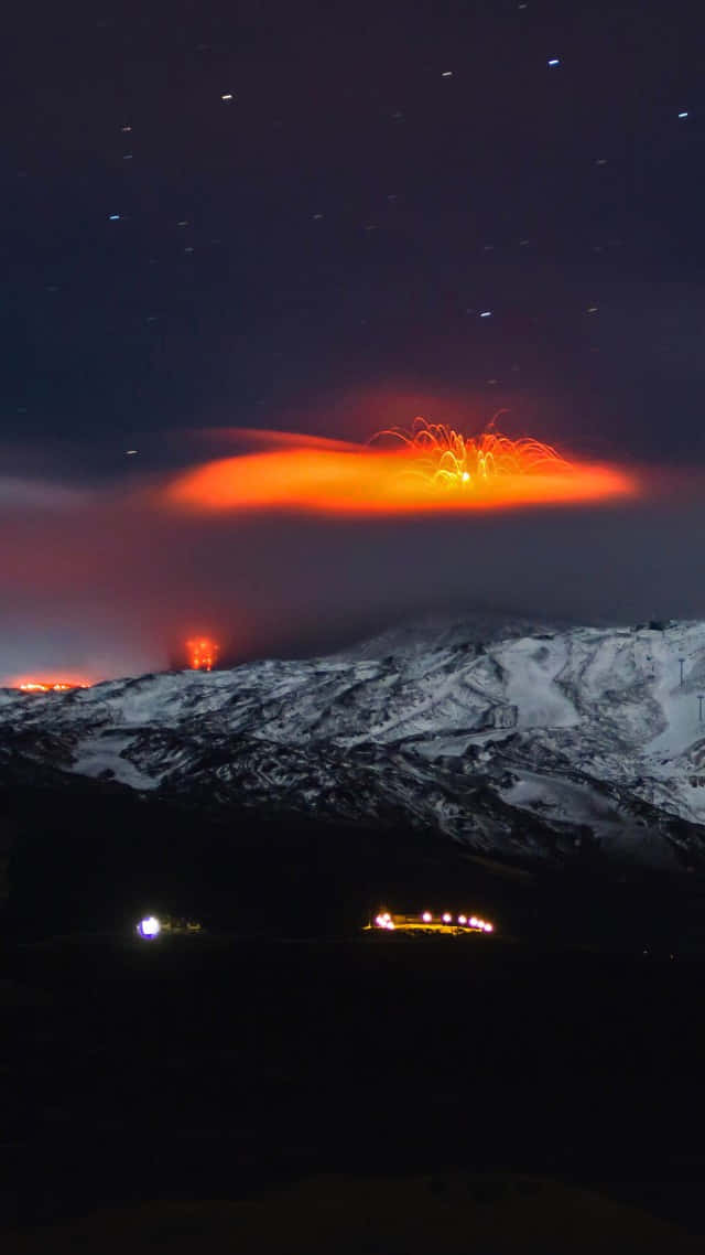 Mount Etna, volcano, night sky, SD Phone Wallpaper