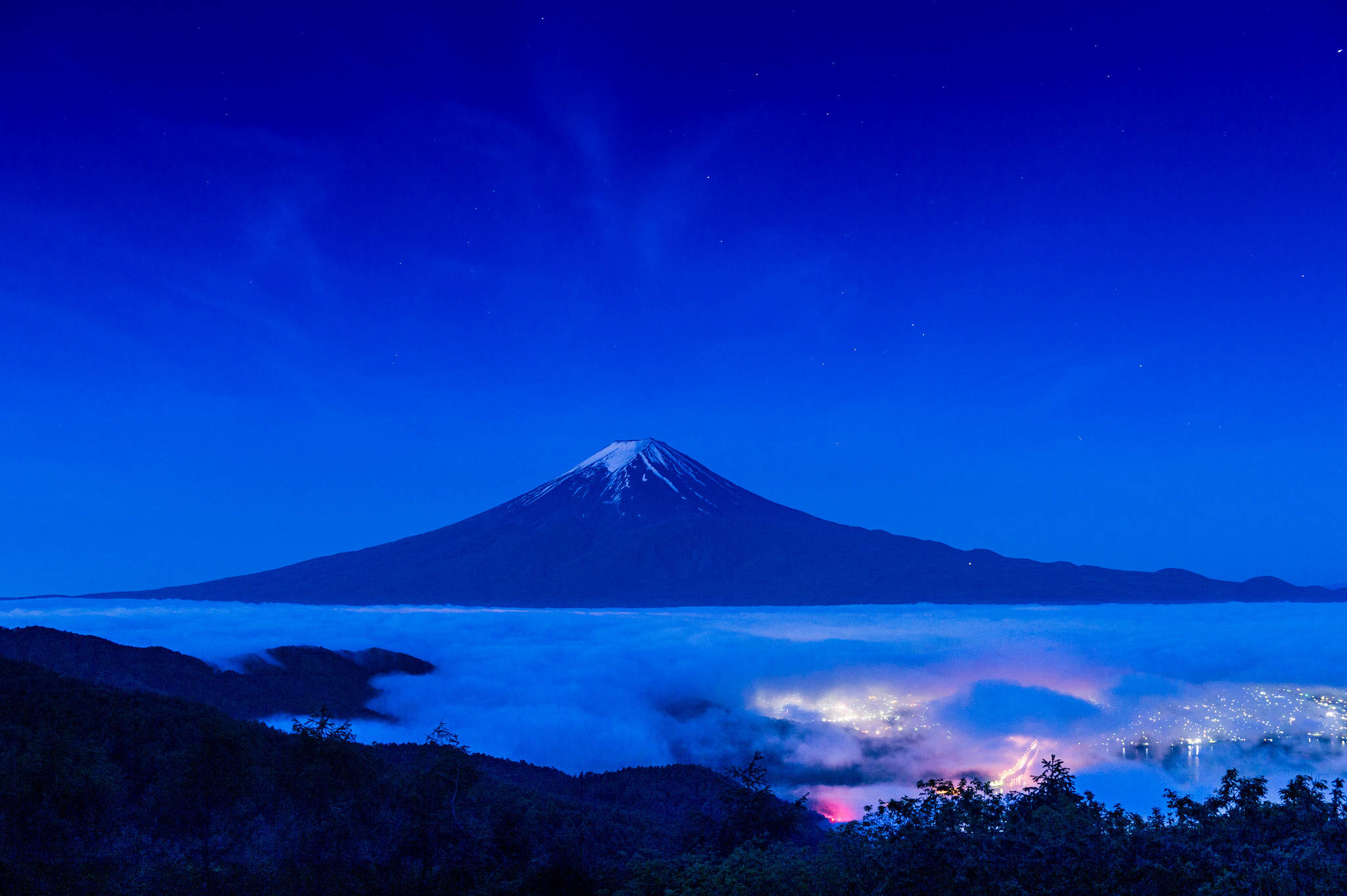 Mount Fuji, snow-capped, sea of clouds, Full HD Desktop Wallpaper