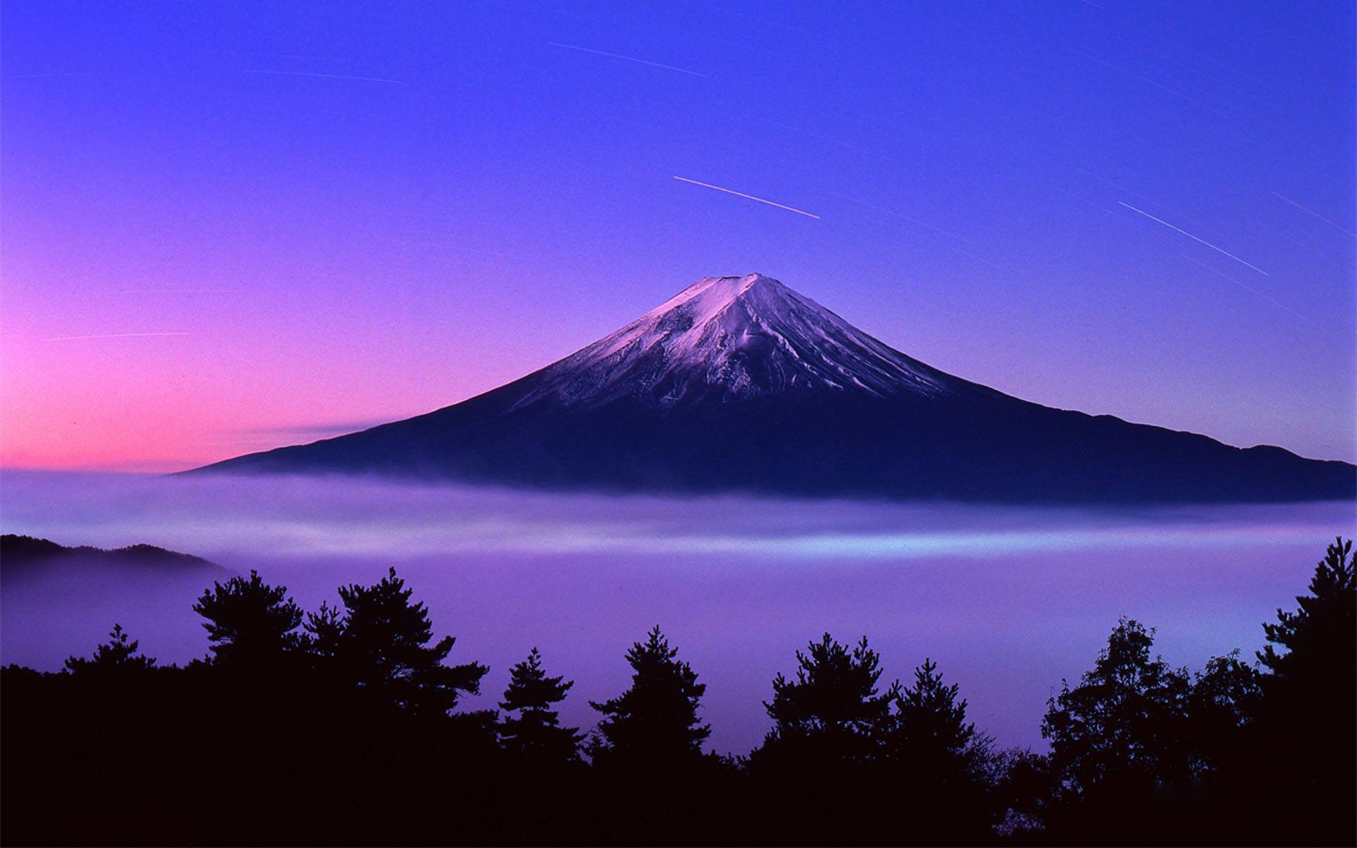 Mount Fuji, twilight, snow-capped, Full HD Desktop Wallpaper