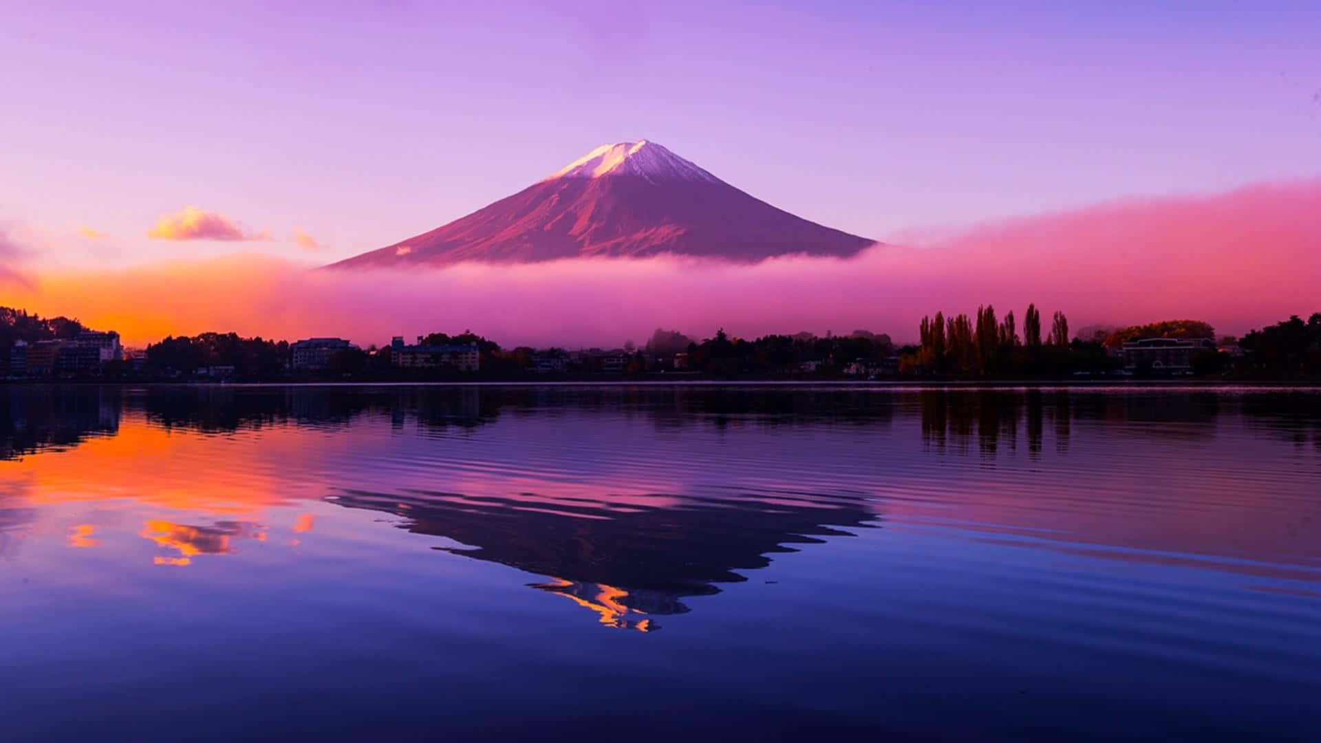 Mount Fuji, mist, dawn, Full HD Desktop Wallpaper